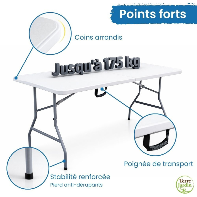 table de jardin pliante 8 personnes 180cm