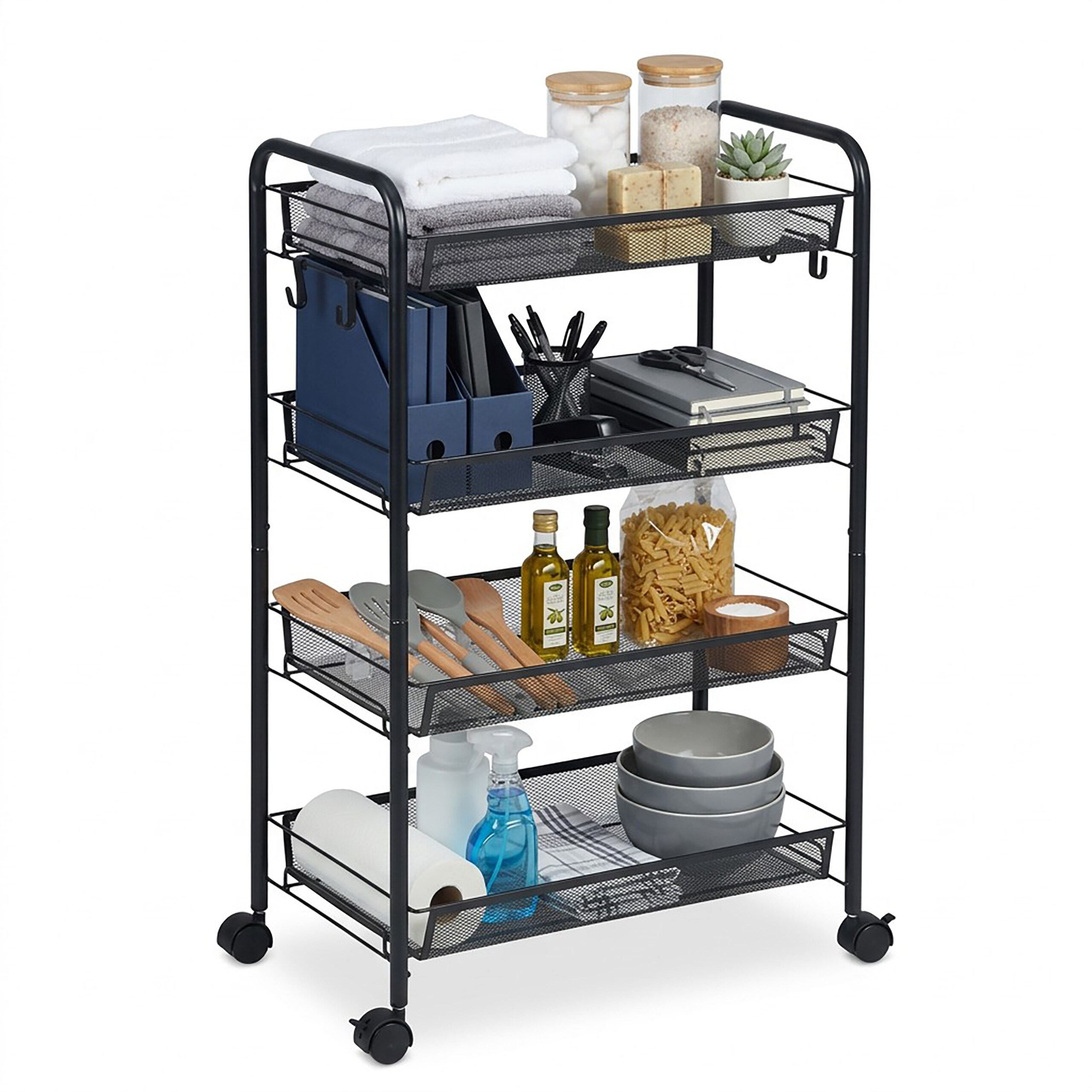 Black Rolling Cart - (w)44.5 X (h)84 X (d)