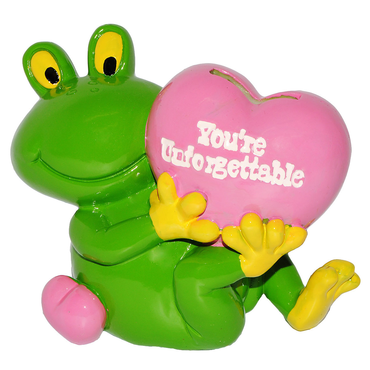 Image of Large Piggy Bank - "frog With Heart" - Love / - Sturdy Resin - Funny Piggy Bank - "you Are