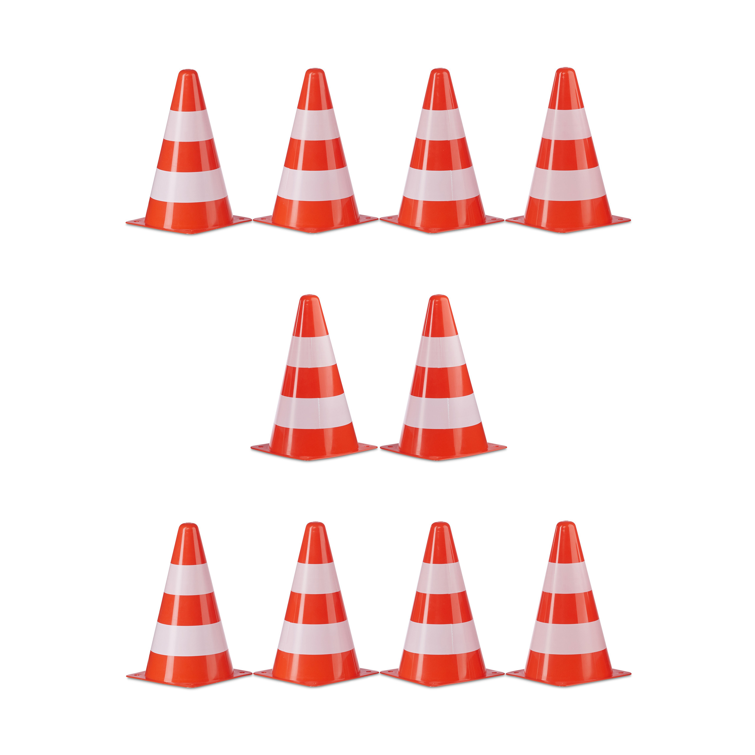 20x Orange/white Warning Cones - (h)22 Cm