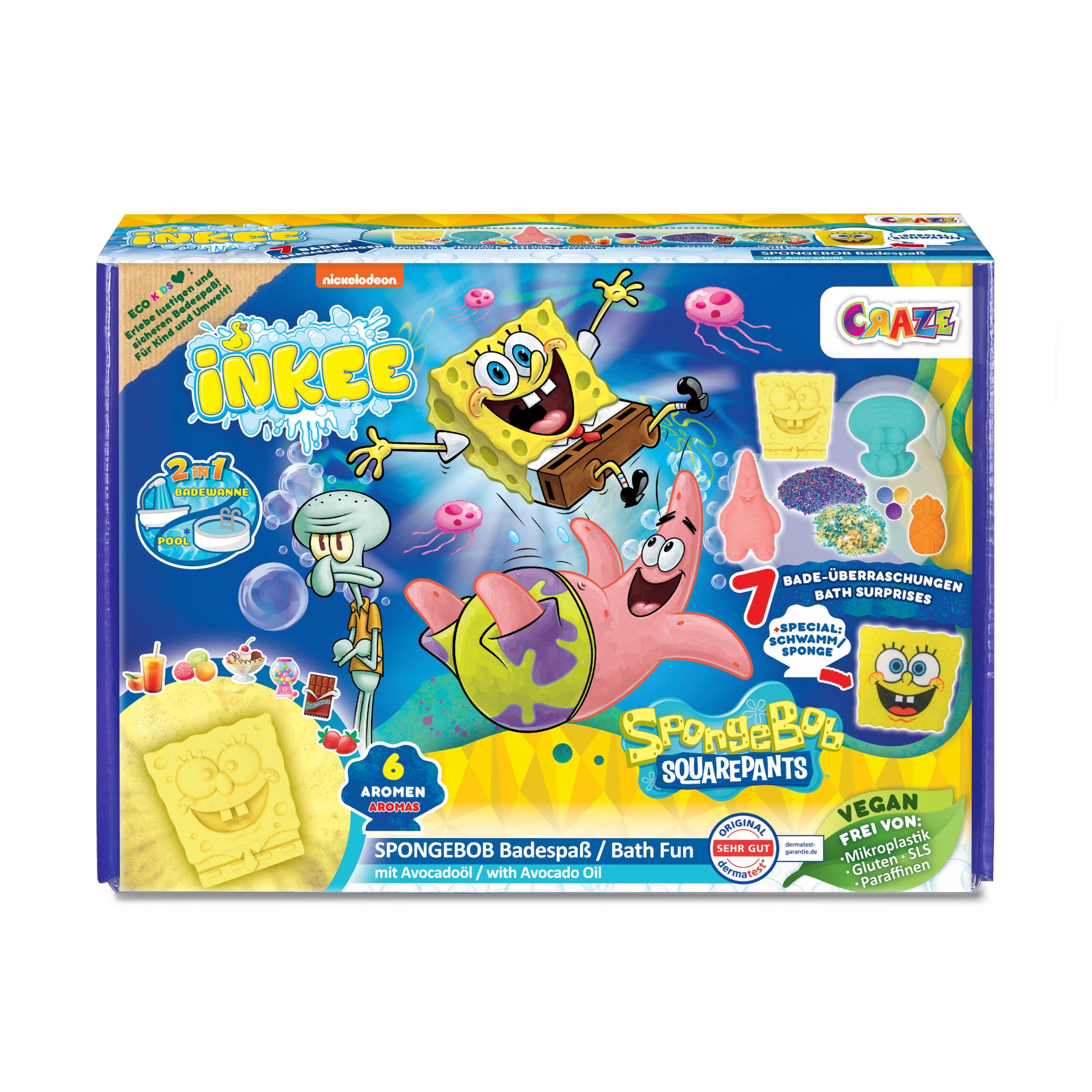 Image of Spongebob Gift Box - Sets With 7 Bath Additives & Sponge
