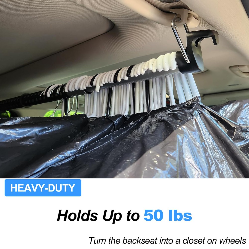 Image of Stainless Steel Telescopic Car Clothes Hanger Rod, Heavy-duty Extendable Garment Rack, Compatible With Most Vehicles, Trucks, Suvs, , Rvs