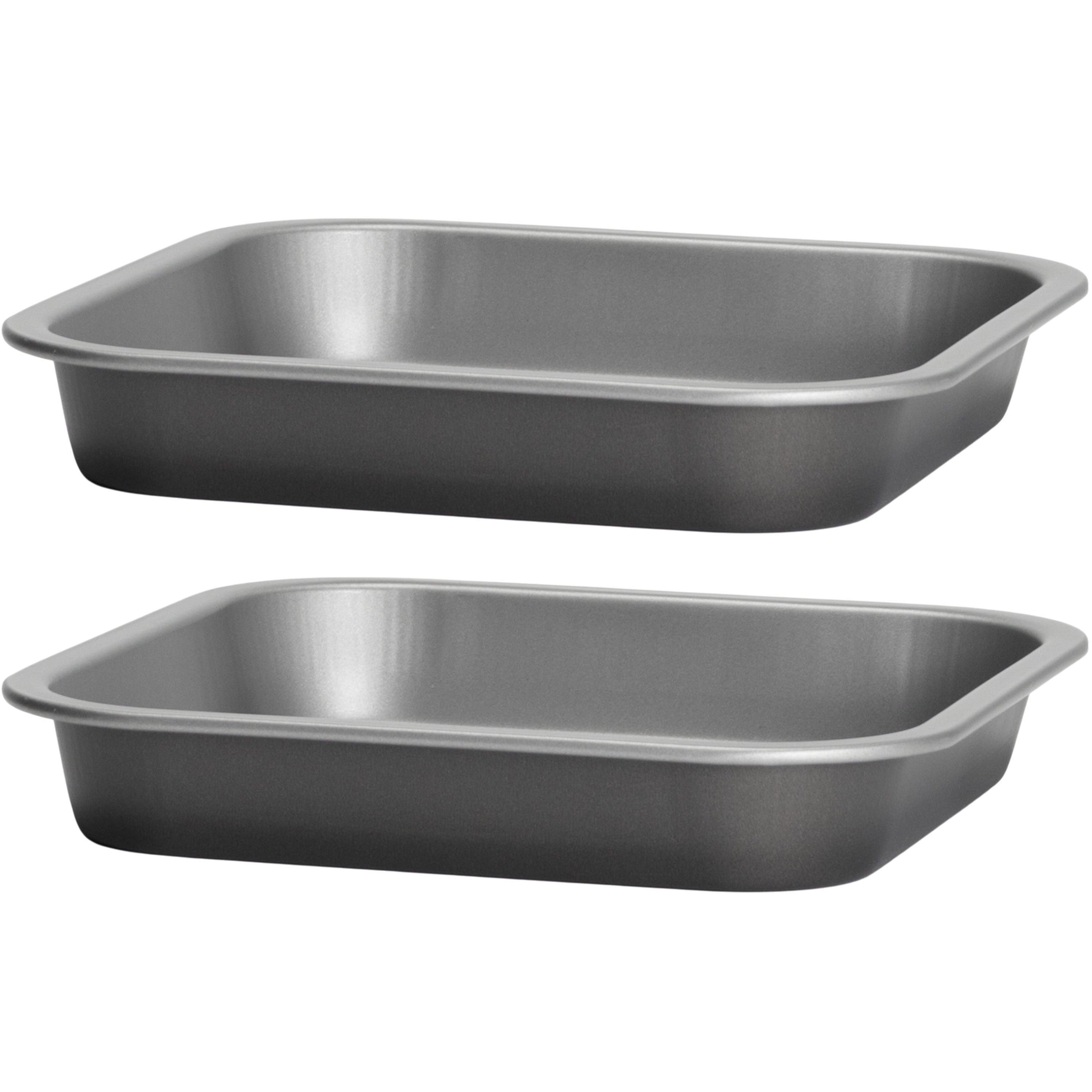 Image of 2pcs Of Square Baking Tin 21x21x3.5 Cm For The Hot Air Fryer Air Fryer - Small Angular Accessory Made Of Steel Sheet, Coated Up To 230°c Baking Tin