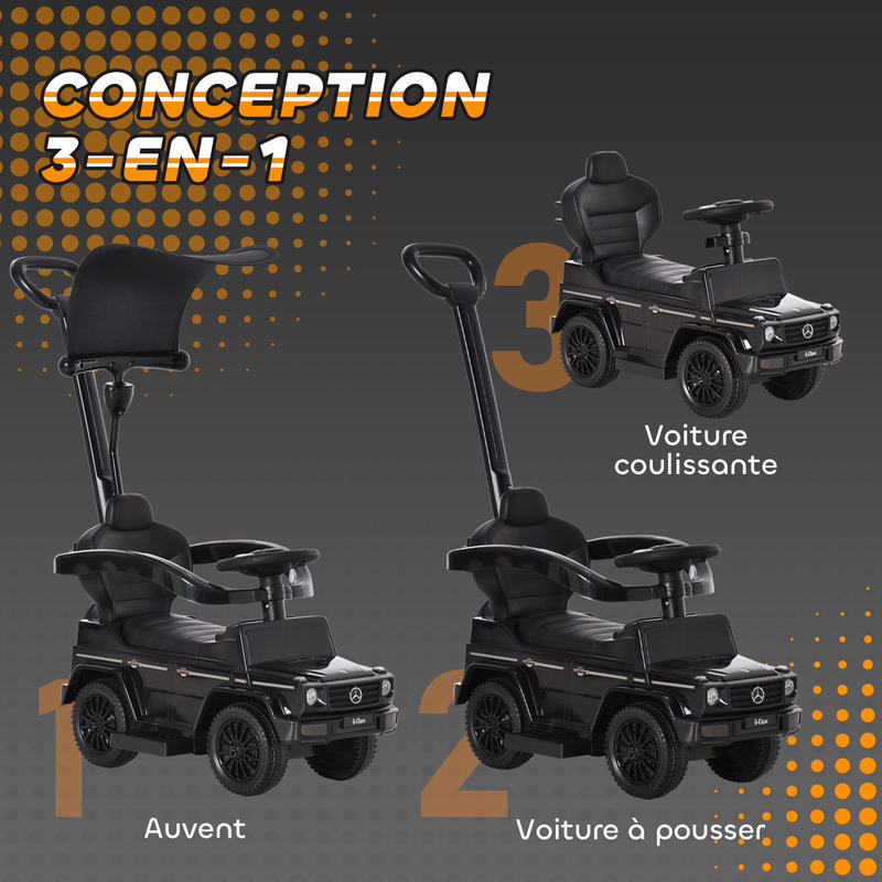 Multifunctionele Kinderdrager voor Kinderen van 12-36 Maanden met Toeter, Voetpedaal, Veiligheidshek en Zwarte Paraplu - Afbeelding 4