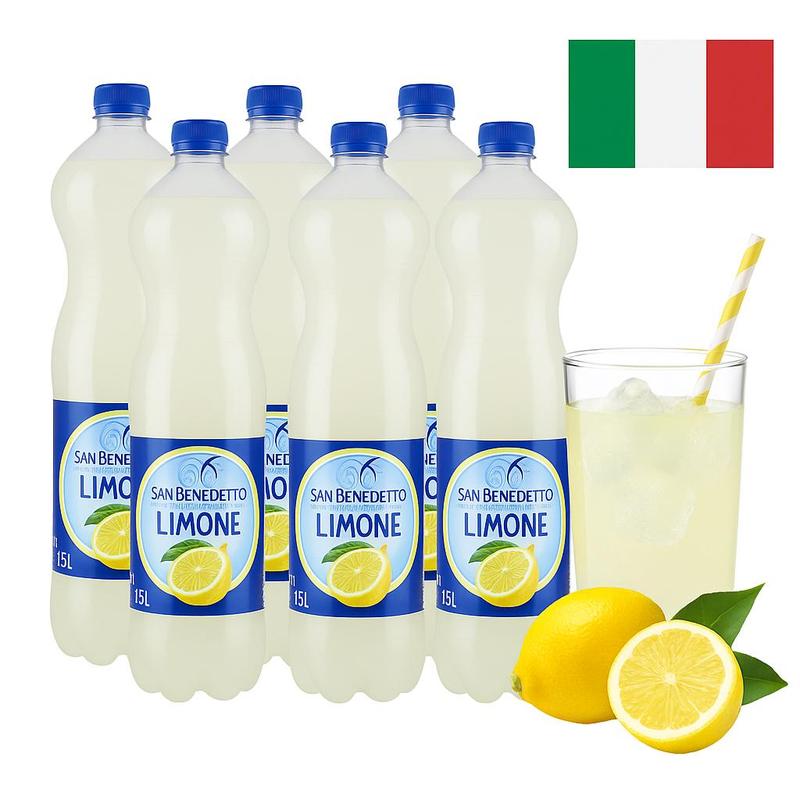 Image of San Benedetto, Lemonade With Lemon, Carbonated, 6x1.5l, Refreshing, Italian Lemonade, Drink For Children And Adults, Set With 6 Bottles, Fruit Drink