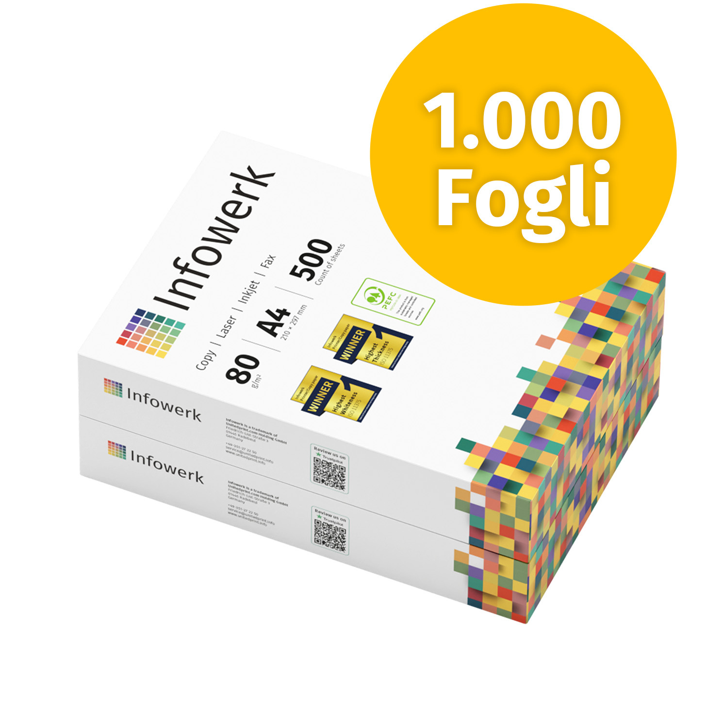 TEMU Carta per Stampante Carta per Fotocopiatrice 1000 Fogli 2 X 500 A4 80G Premium Certificata