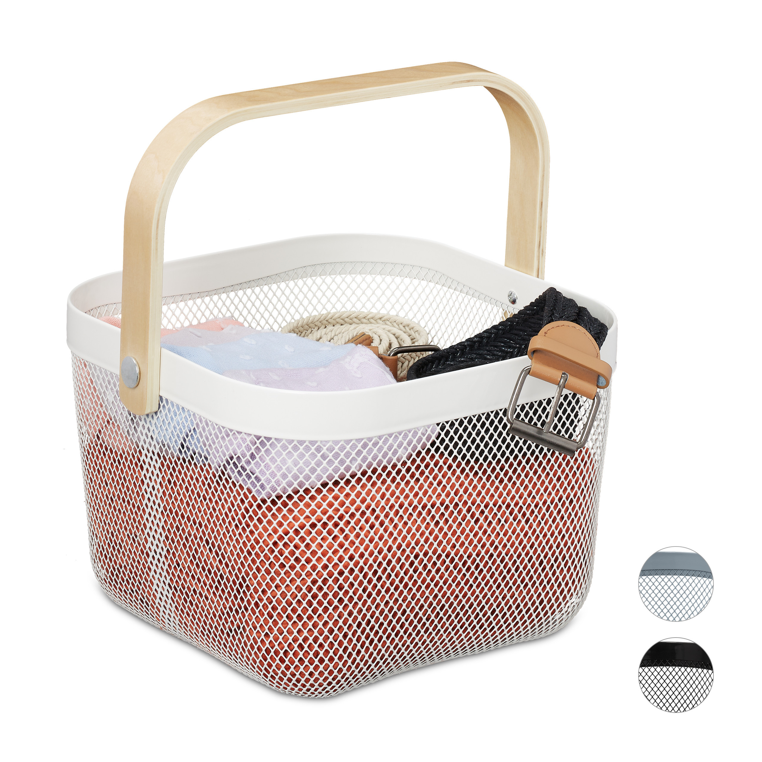 Storage Basket In White - (w)26 X (h)17.5 X (d)24.5 Cm