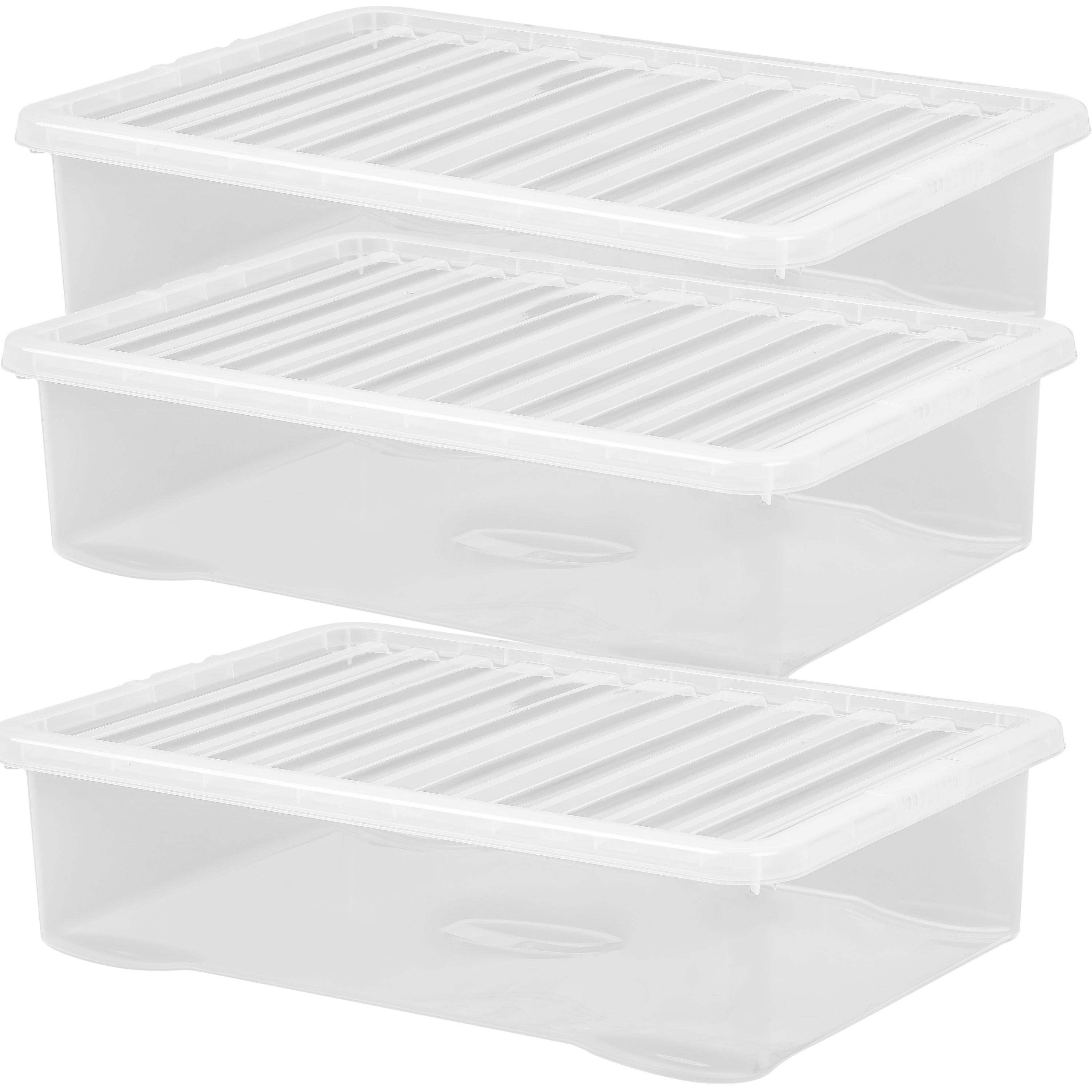 Under-bed Dresser Storage Box With Lid 46 - 72x48x18cm - Transparent Stackable Container Box Lid Crate Plastic Plastic Storage Box Dustproof Under-bed Storage Under-bed Box Under-bed Dresser