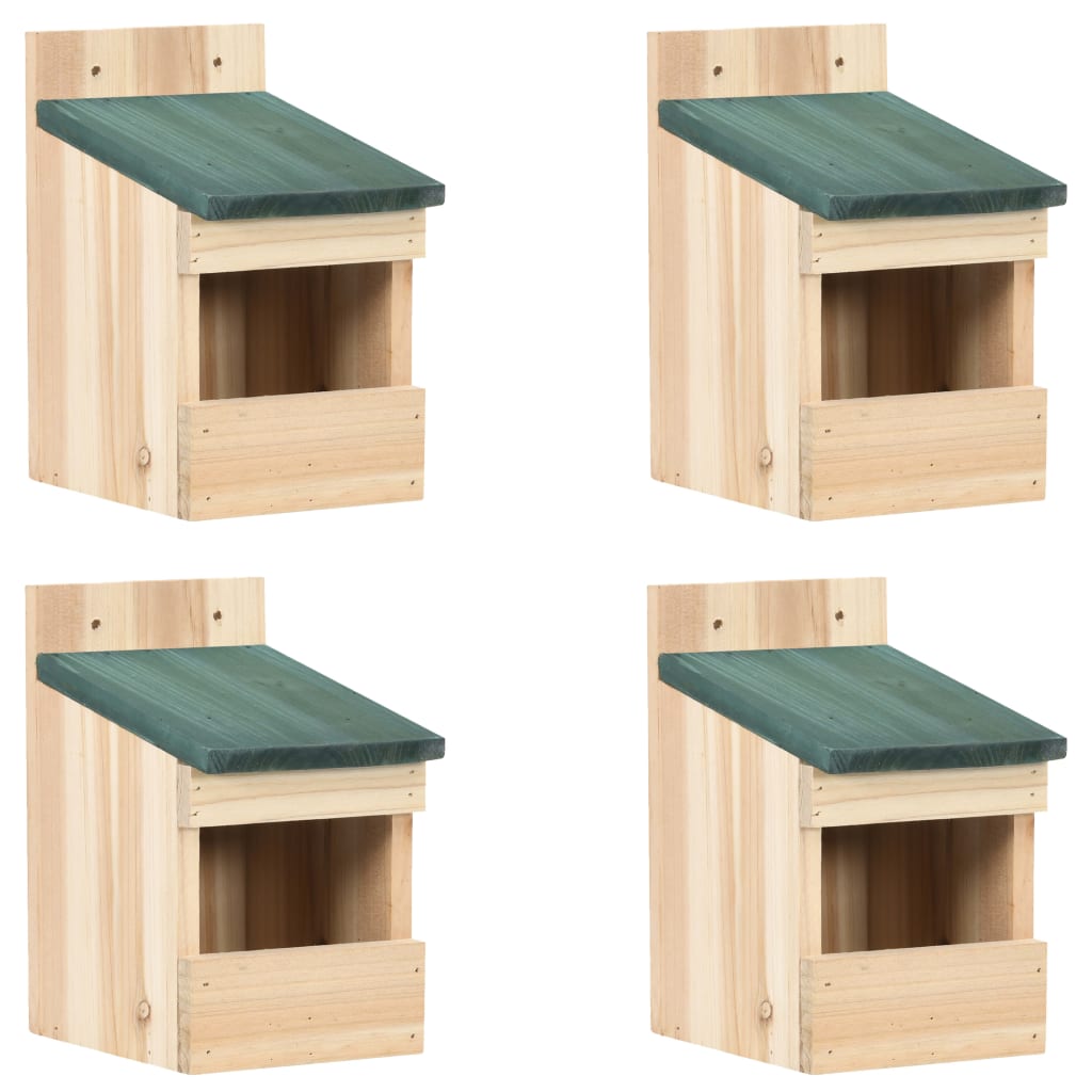4x Tan Wood Birdhouse 12x16x20cm Nesting Box Titmouse Box Nesting Boxes