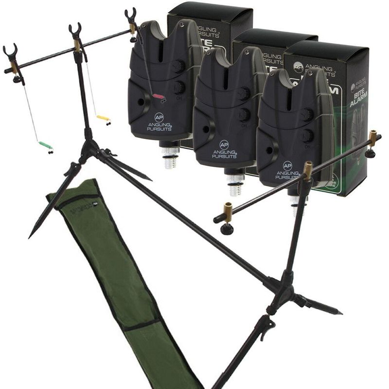 TEMU Carp Fishing Pod & Jha Alarms With 3x Bite Alarms 3 Rod Rests & Bag Ngt
