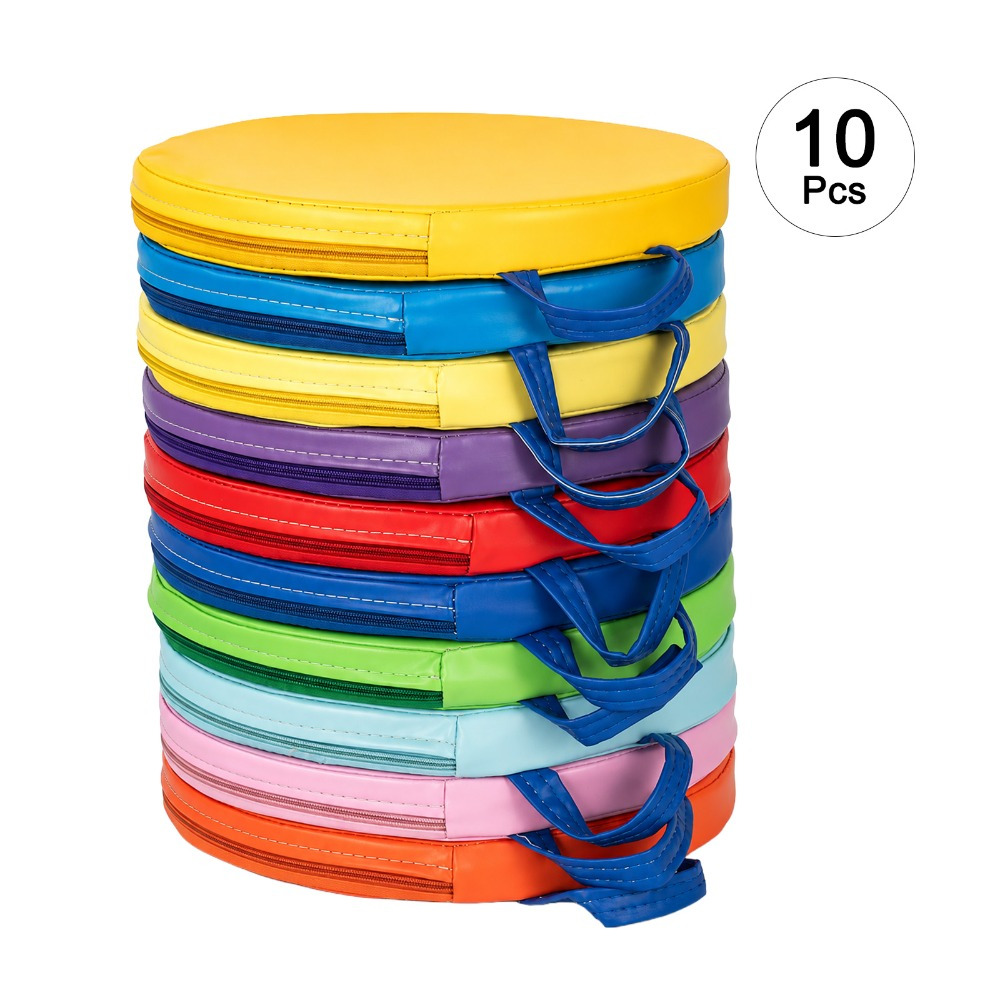 Image of 10pcs Round Seat Cushion For Kids School 30 Cm Floor Cushion With Handle