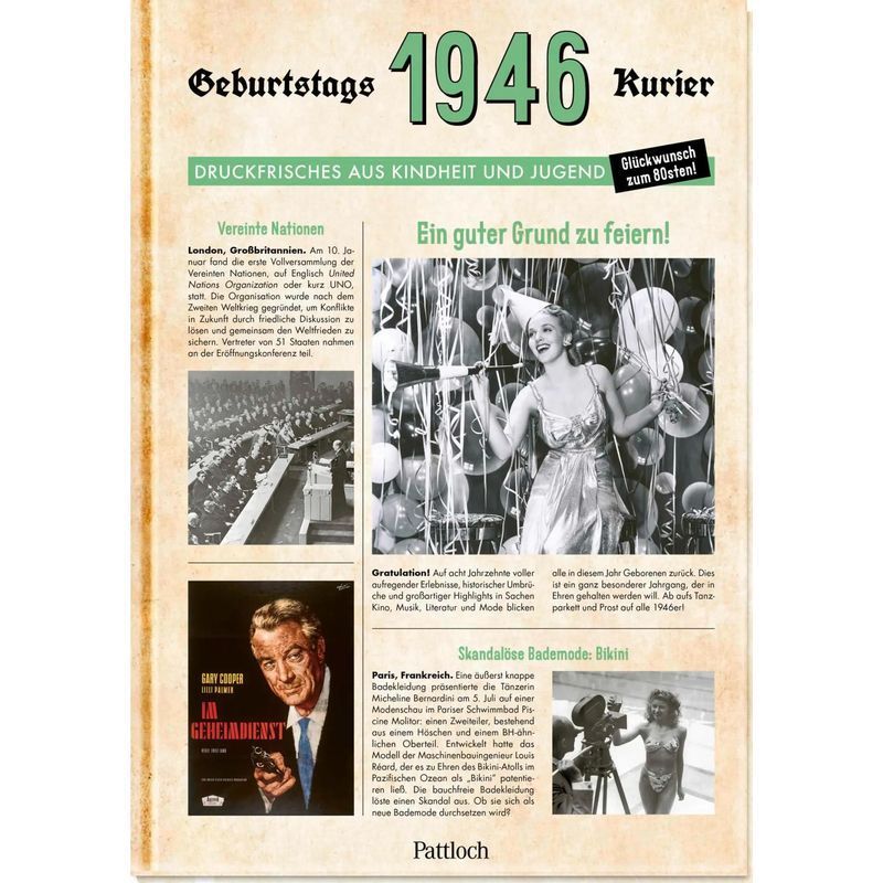 1946 Birthday Courier - Book - Fresh From Childhood And Youth For The 80th Birthday - Ute Wielandt - Birthday Newspaper - 80 Pages - German - 2025 - Pattloch Gift Book - Ean 9783629015761