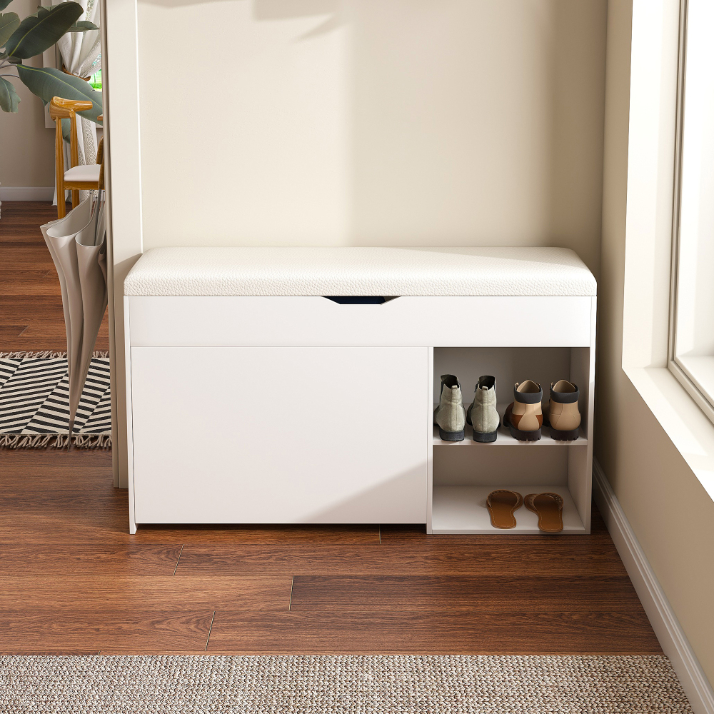 Shoe Bench, Entryway Bench With Hidden Storage, Modern , Suitable For And Living Rooms, White, Dimensions: /d30/h52cm