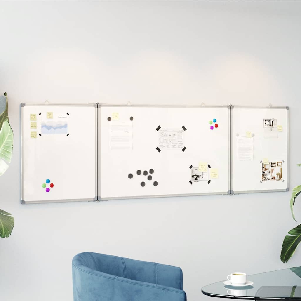 Image of Magnetic Whiteboard, Memo Board With Metal Hooks, Magnetic Board For School Conference Room Office, Writing Board, Foldable Aluminum