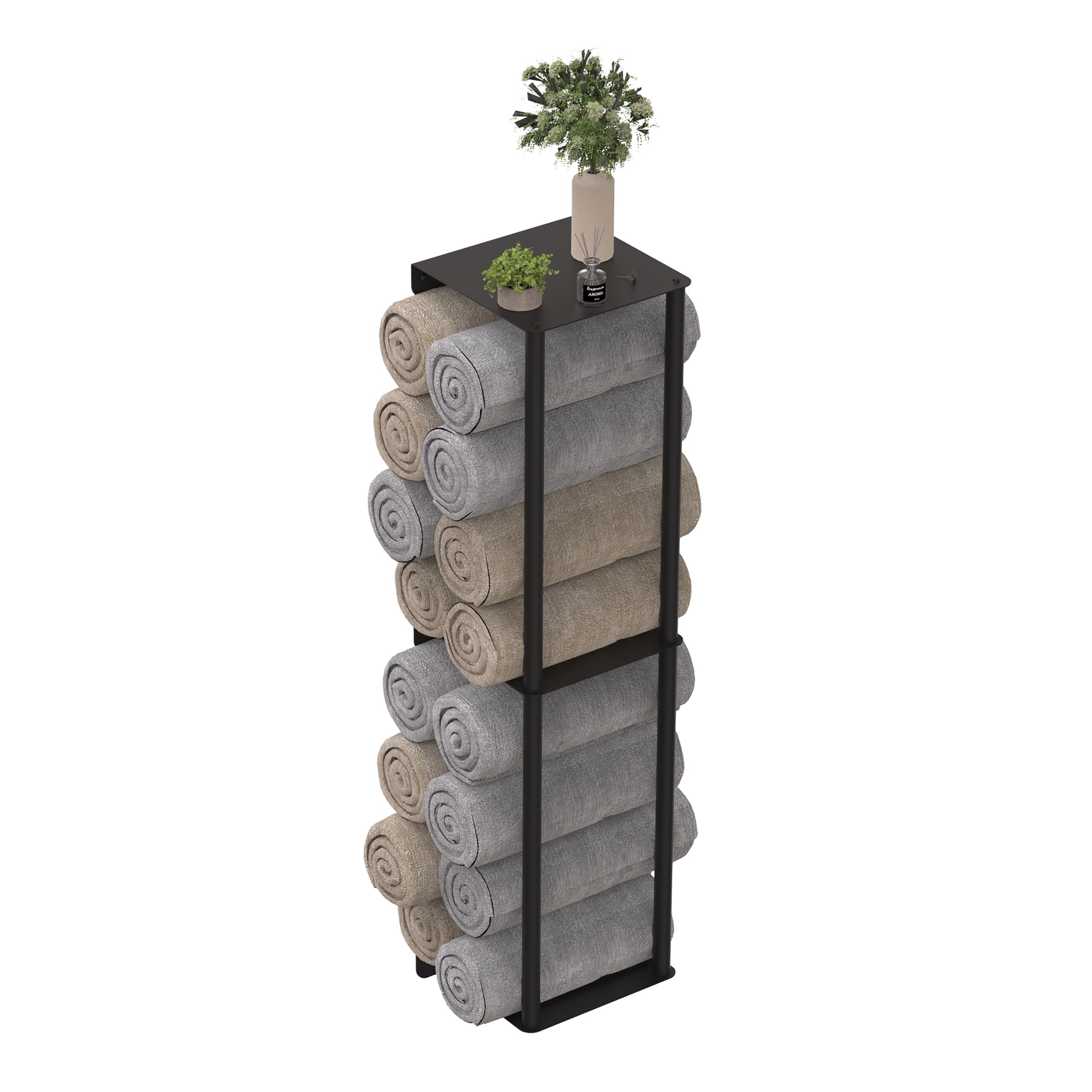 Wall-mounted Towel Holder In Black - (w)20 X (h)83.5 X (d)20 Cm