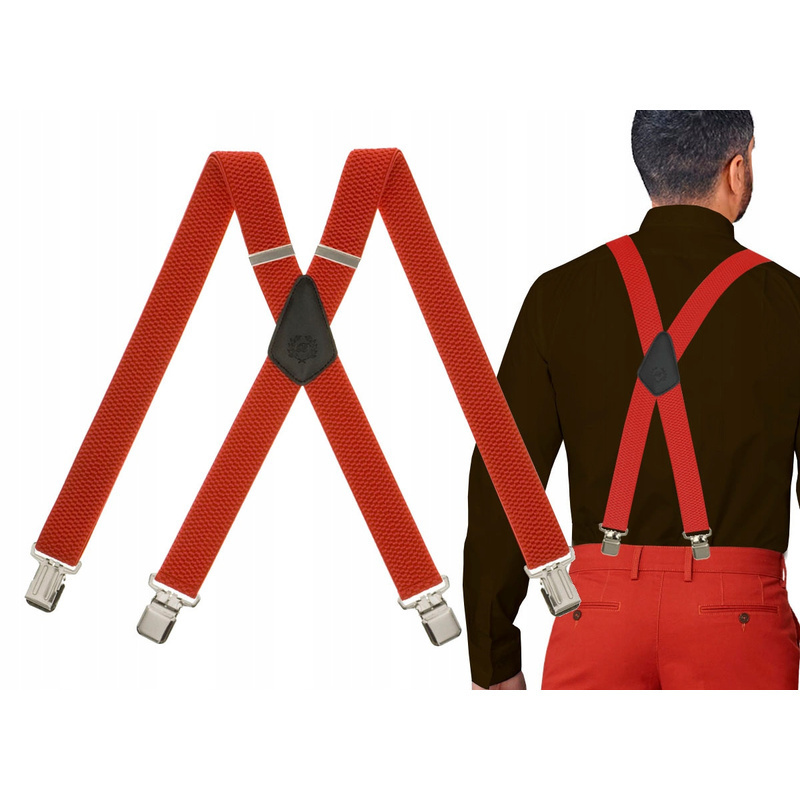 Wide Elastic Men's Suspenders: 120cm , Steel Clasps, For Trousers & Suits