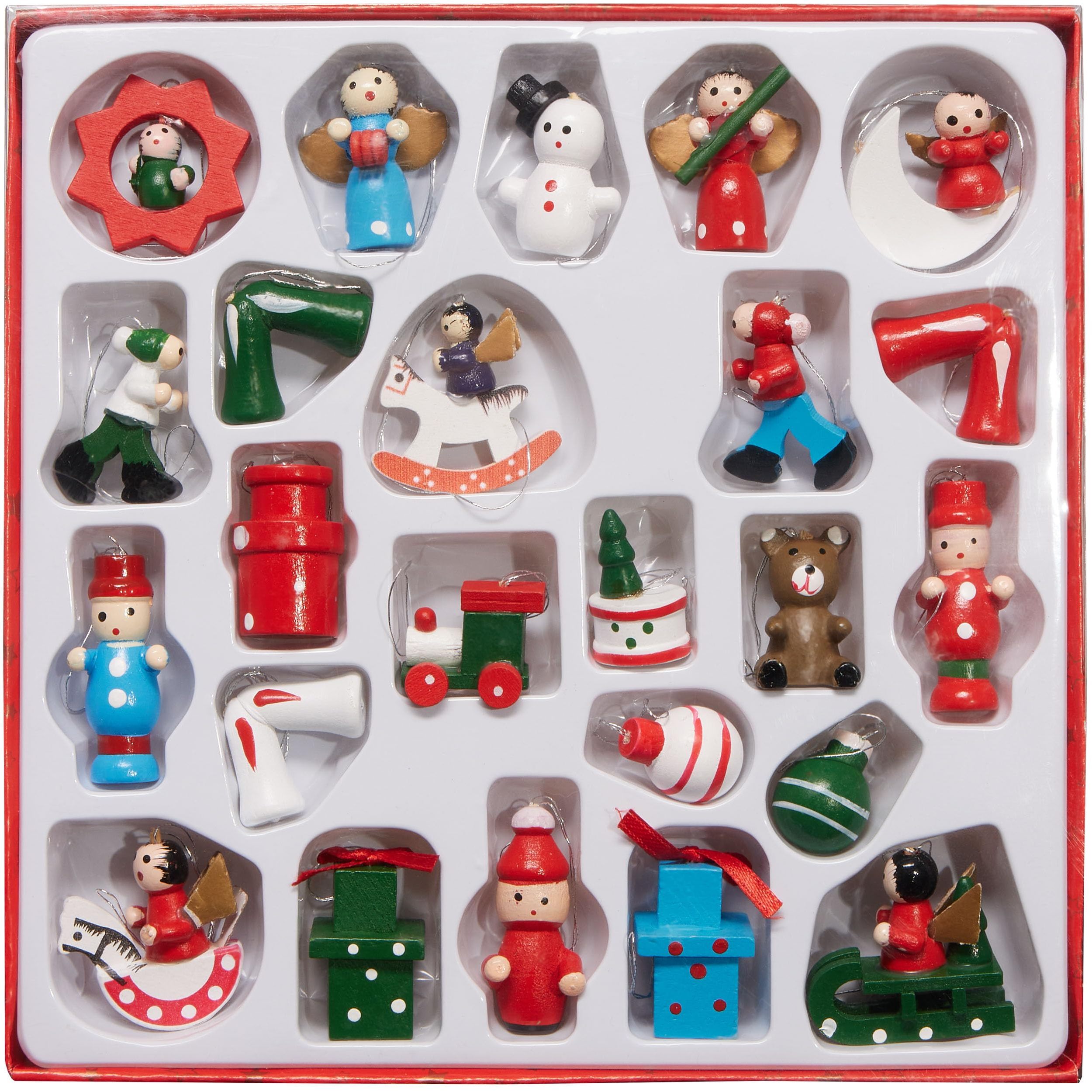 Image of Brubaker 24-piece Wooden Christmas Tree Ornament Set - Up To 4 Cm Large Figures - Hand-painted Wooden Pendants - Christmas Tree Ornaments - Gifts - - Snowman