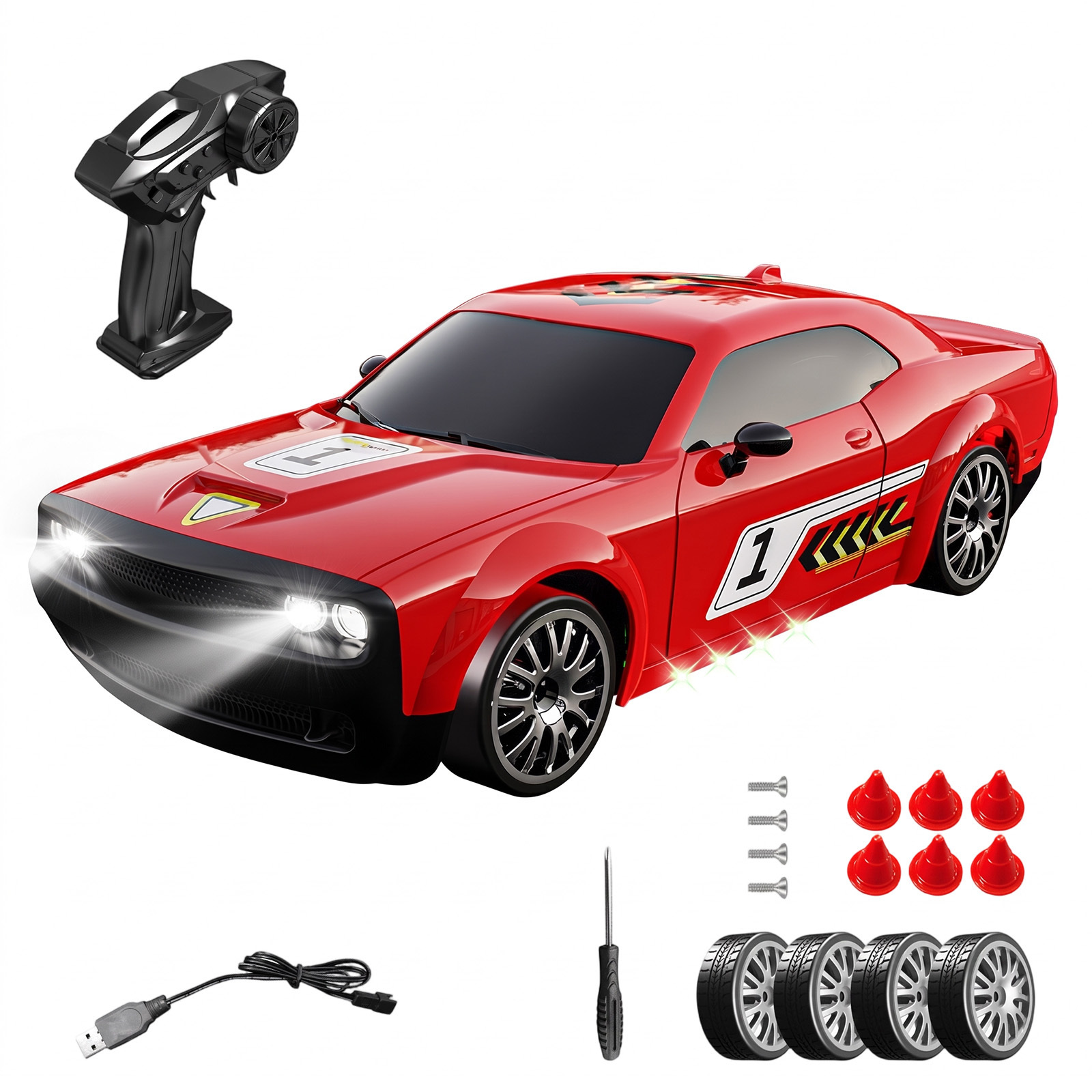 1:20 Scale RC Drift Car with Rechargeable Batteries & LED Lights