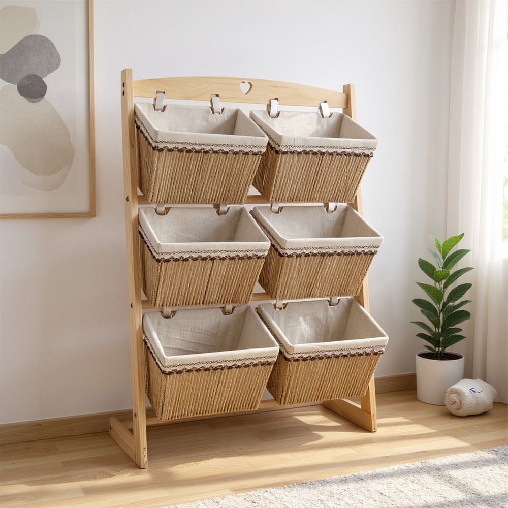 3 tier wooden   rack freestanding fruit vegetable basket stand large capacity snack storage organizer for living room kitchen laundry room retail use