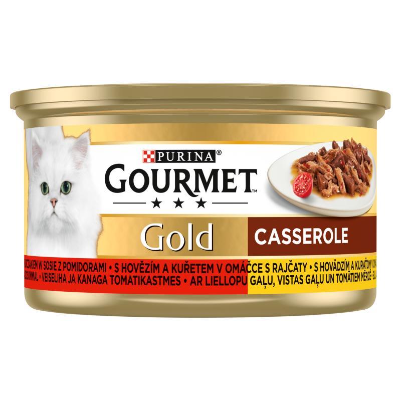 Image of Gourmet Gold Cat Food Casserole With Beef And Tomato Sauce 85 G