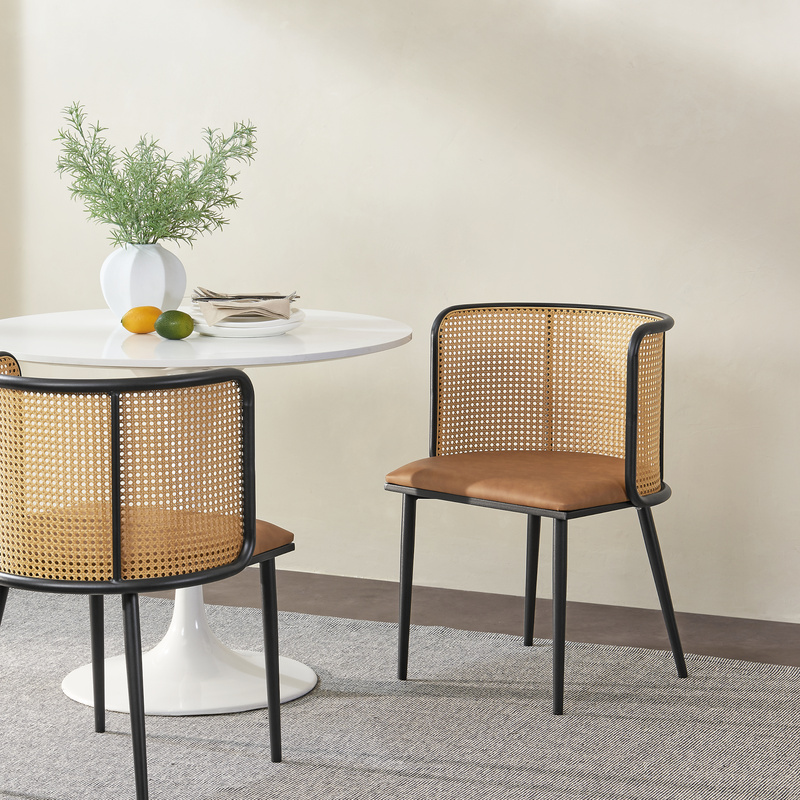 Dining Chair 2pcs Set Upholstered Metal Legs