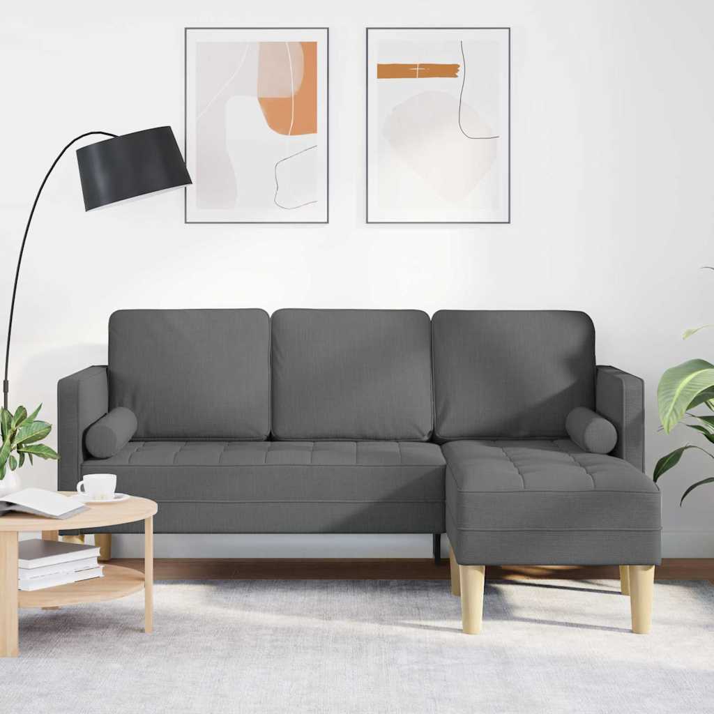 Image of Vidaxl Sofa Set With Cushions, Dark Grey Polyester, Living Room, Set, Rectangular Couch, Durable Seating, Flexible Arrangement, Contemporary Furniture