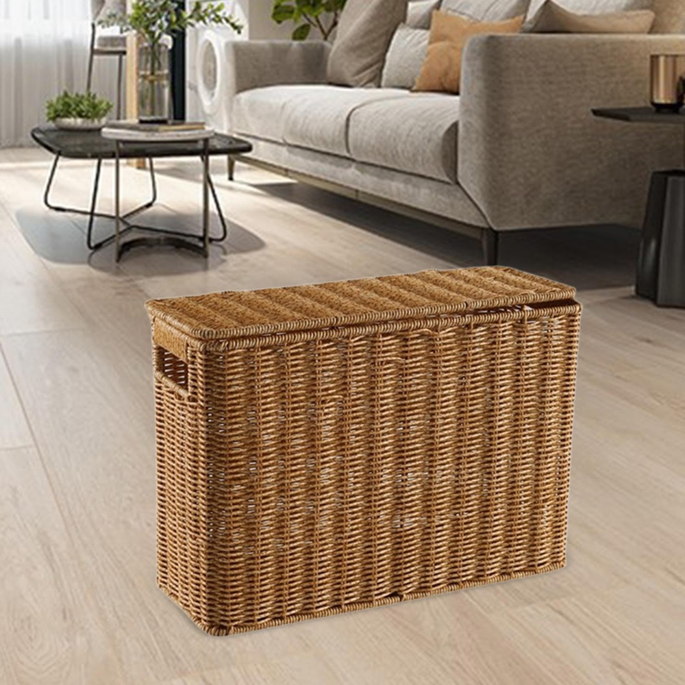 Narrow and Tall Woven Storage Box for Newspapers & Magazines