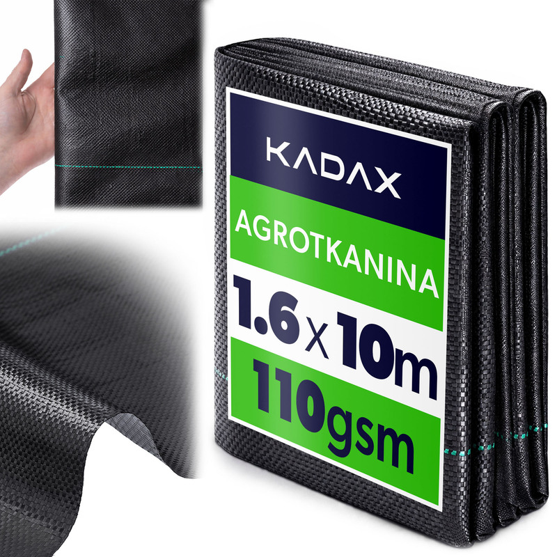 Image of Kadax Agro-tarpaulin 110g 1.6x10m, Black Weed Barrier Mat, Strong Garden Fabric, Uv, Garden, 1pc.