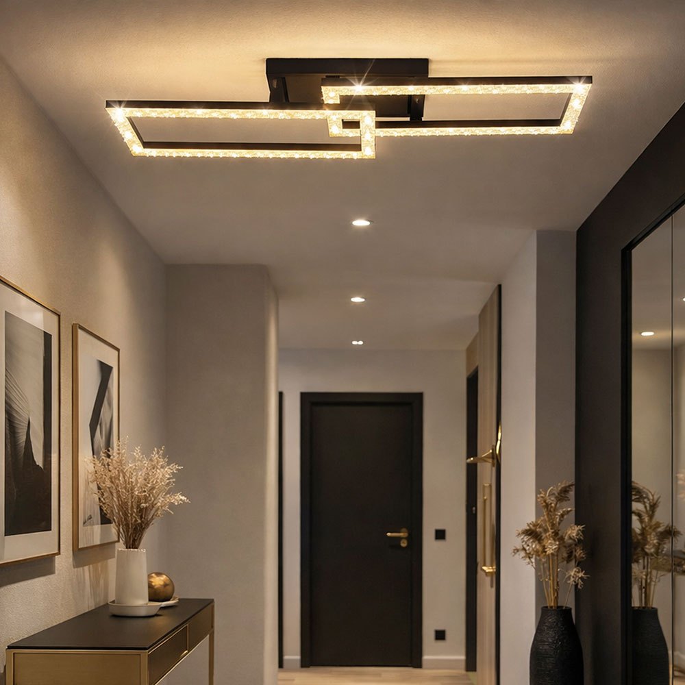 Image of Black Ceiling Lamp Living Room Lamp Ceiling Light Bedroom Lamp, Rectangular Movable, 20w 1480lm Warm White, Lxh 61.5 X 9.3 Cm Model 67328
