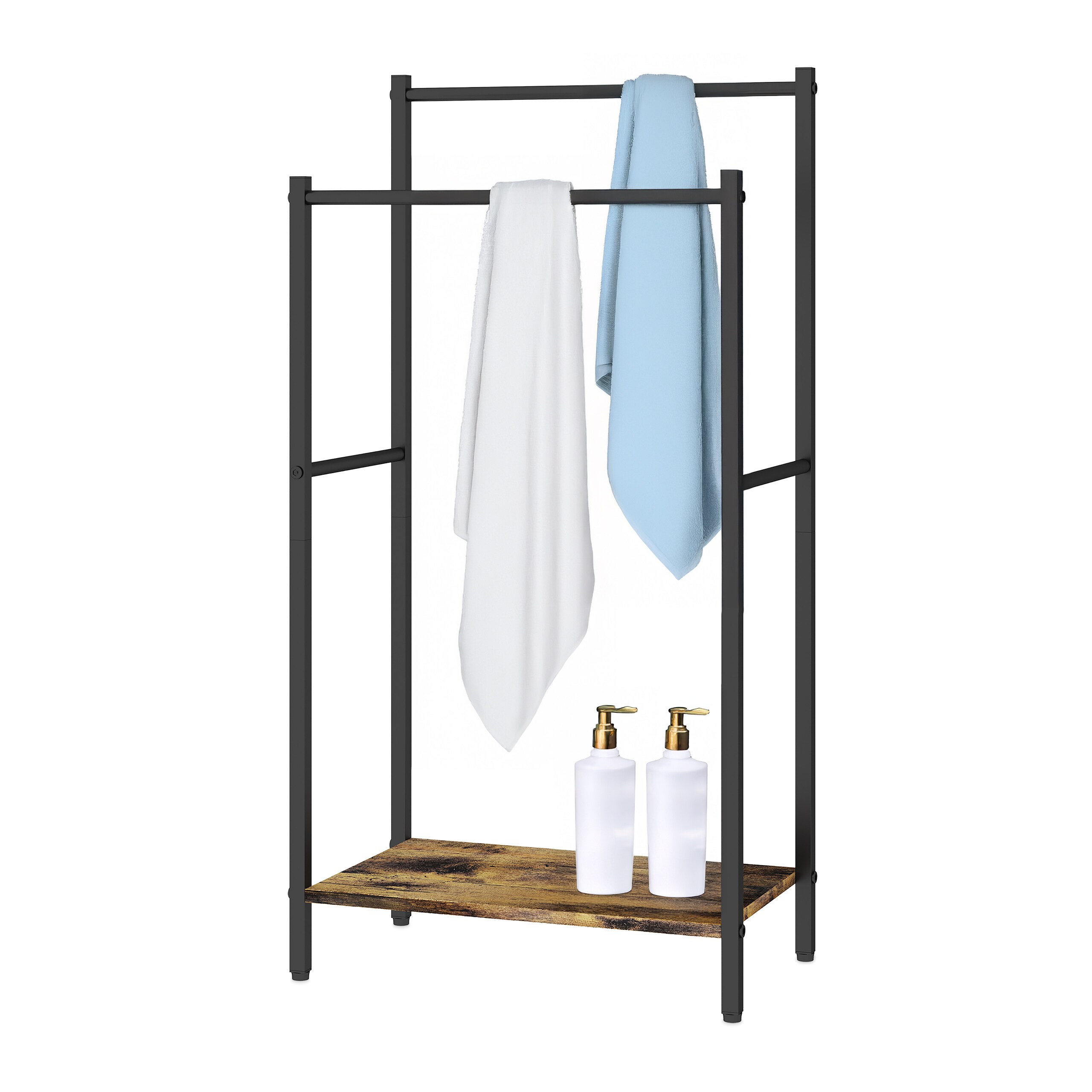 Towel Stand In Dark Brown/black - (w)42 X (h)81.5 X (d)24 Cm