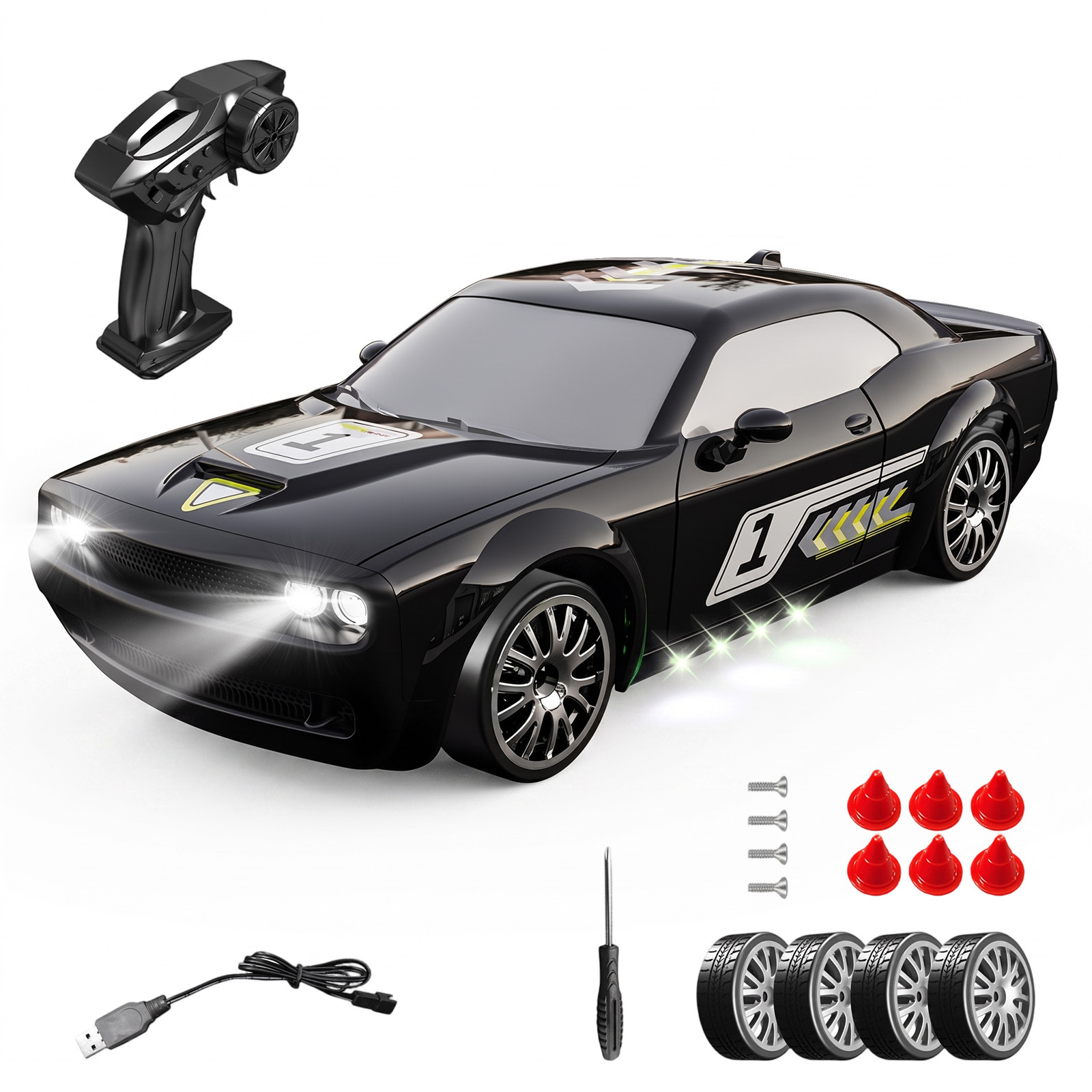 1:20 Scale RC Drift Car with Rechargeable Batteries & LED Lights