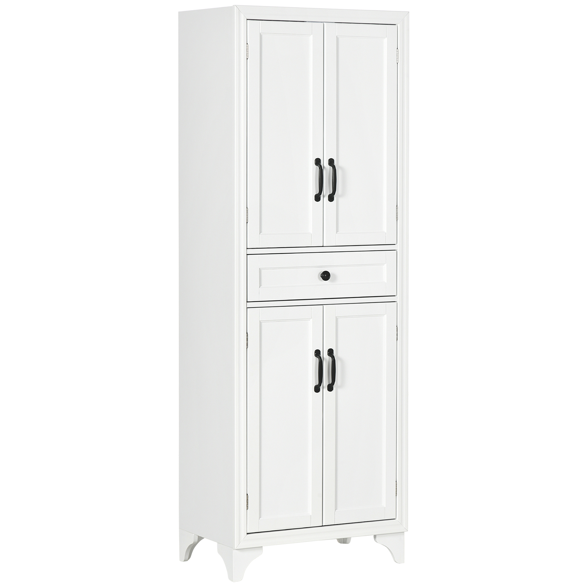 TEMU HOMCOM Buffet haut armoire de cuisine 4 portes 2 et 1 tiroir central hauteur 170 cm avec étagère réglable - blanc