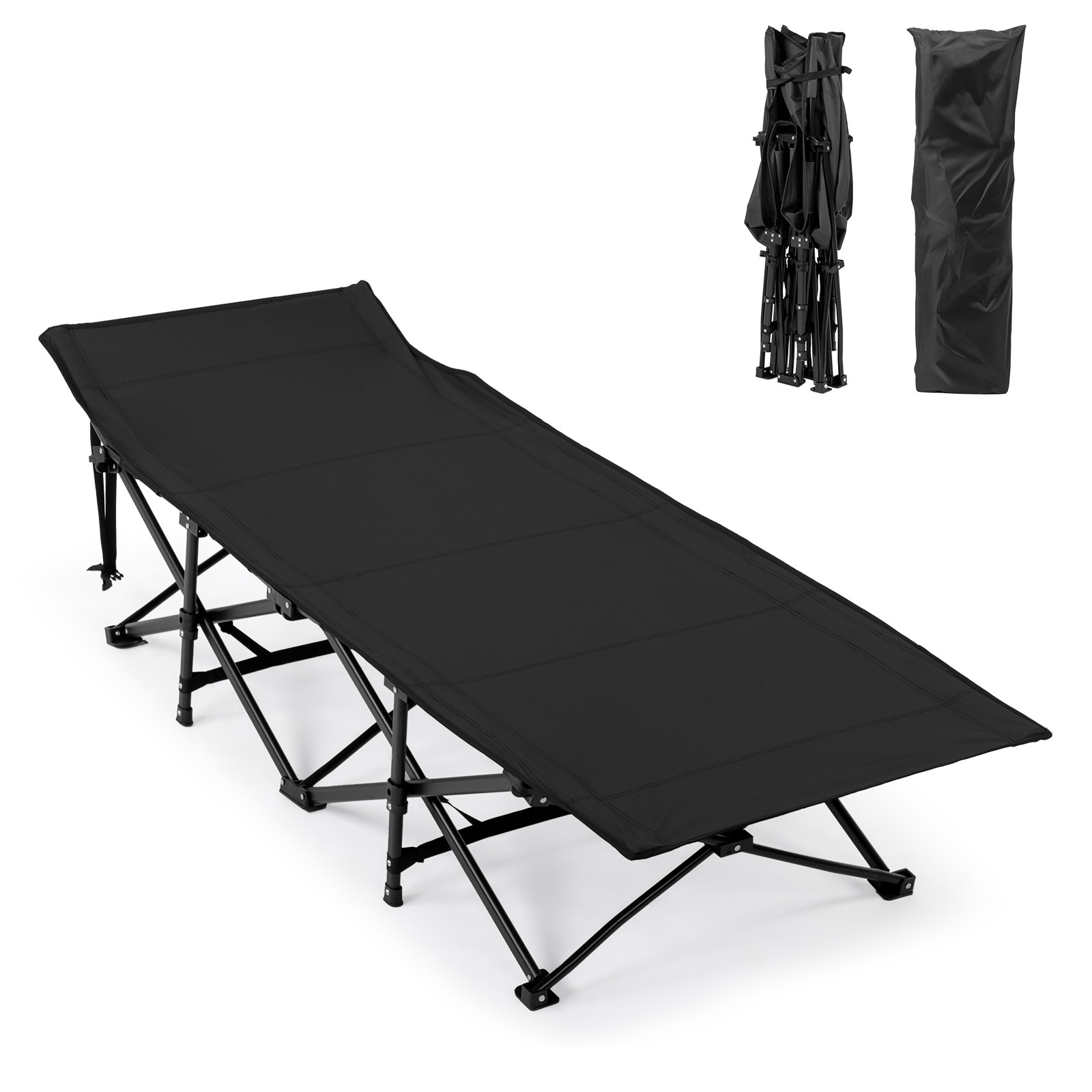 Image of Folding Field Bed - Camping Bed Made Of 600d Oxford, Carp Lie, Folding Bed For Garden, Camping & Beach, 190 X 71 X 36 Cm, Up To 150 Kg, Black/grey