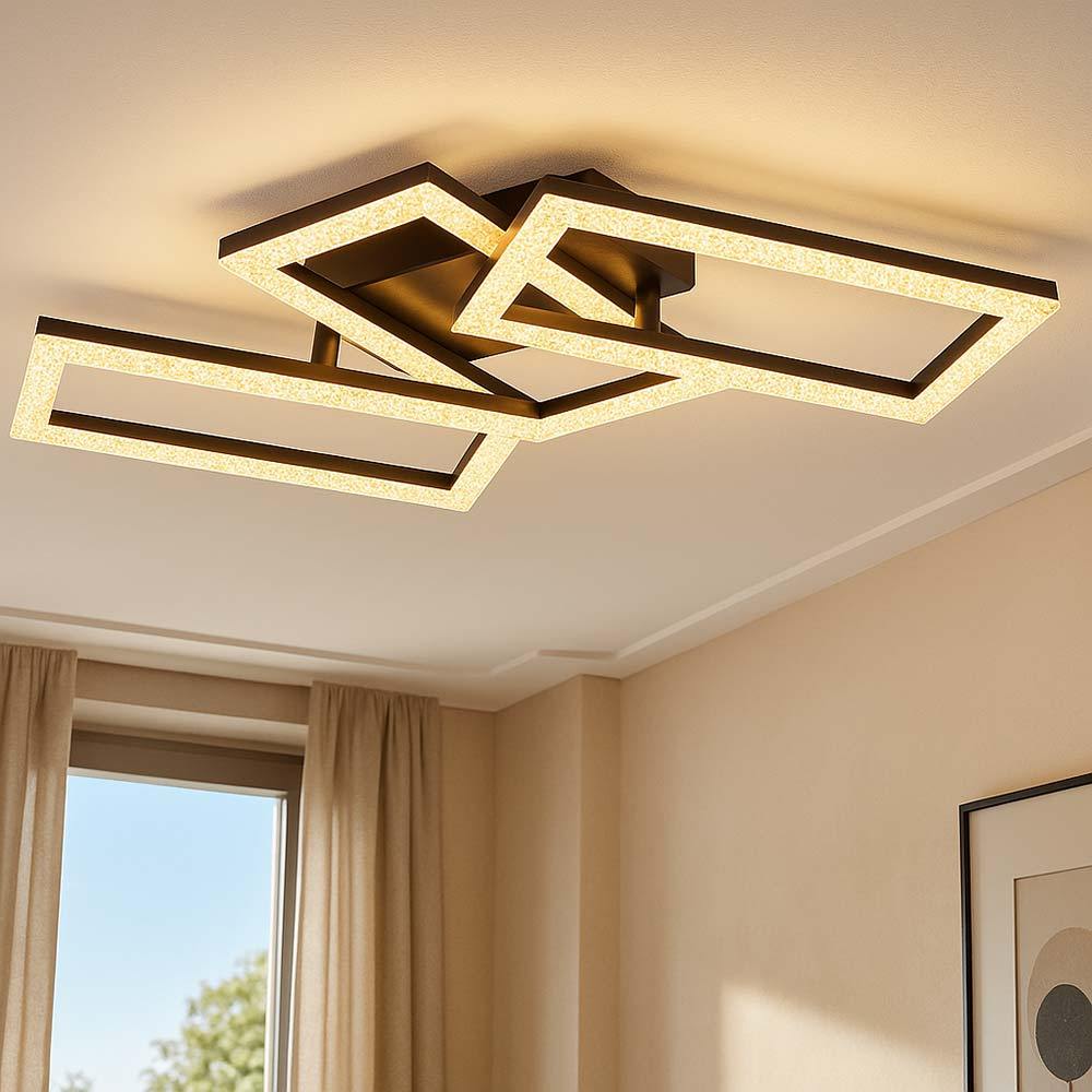 Led Ceiling Light For Living Room, Dining Room, Adjustable Crystal Ceiling Lamp, Rectangular, 1100lm, 24w, 3000k, 61.4x34x9.3 Cm, Model 67328-24