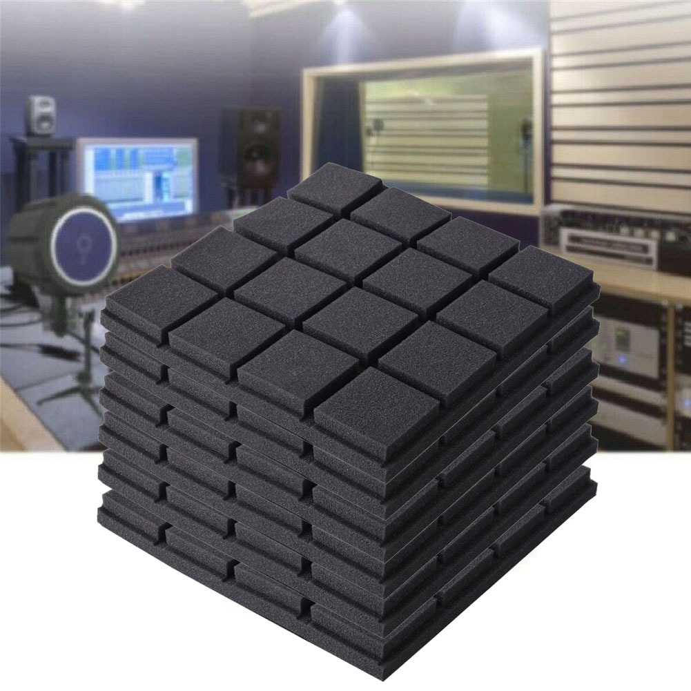 TEMU 12 Black High-density Polyurethane Sound Insulation Foam Panels - Square Dust- Absorption Foam Panels, Suitable For Ktv/recording Room/tympanum,
