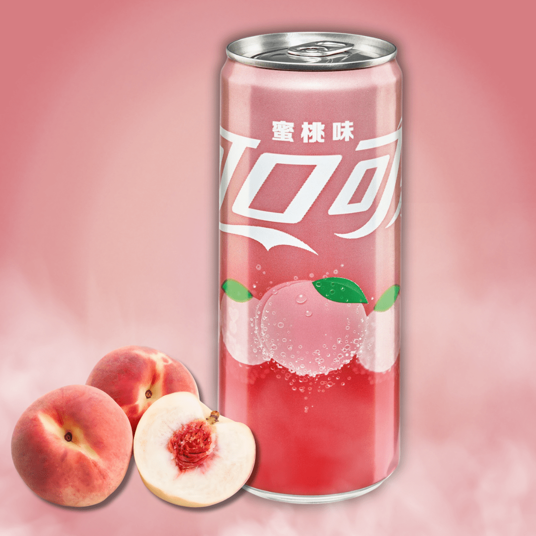 Coke Peach – Coca-cola With Peach Flavor, Caffeinated Soft Drink, 33ml Can