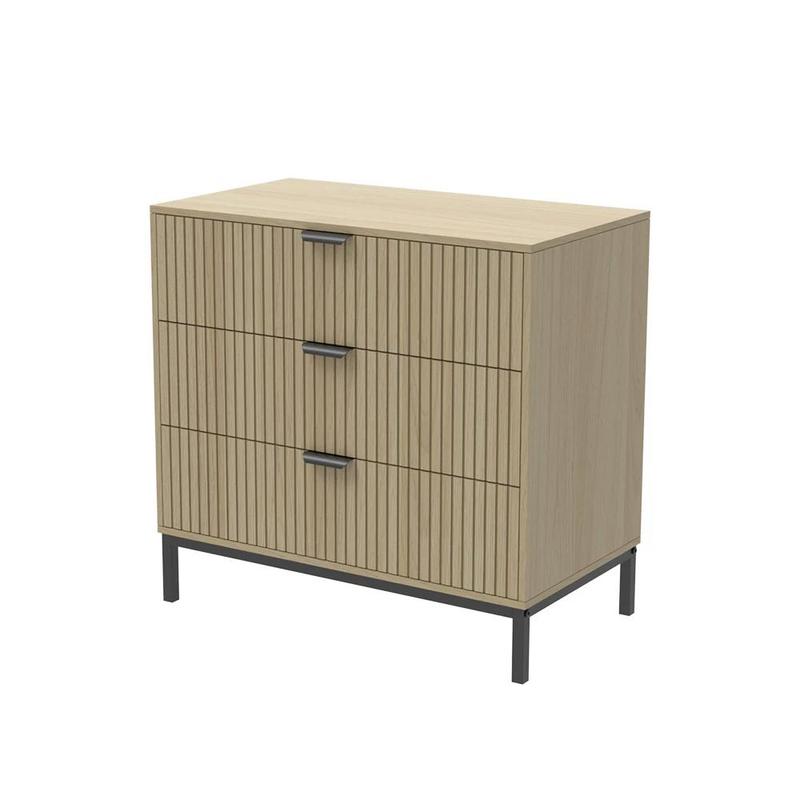 Image of Oak Dresser 72 Cm With 3 Drawers, Chest Of Drawers, Sideboard, Drawer Cabinet For The Bedroom, Mdf