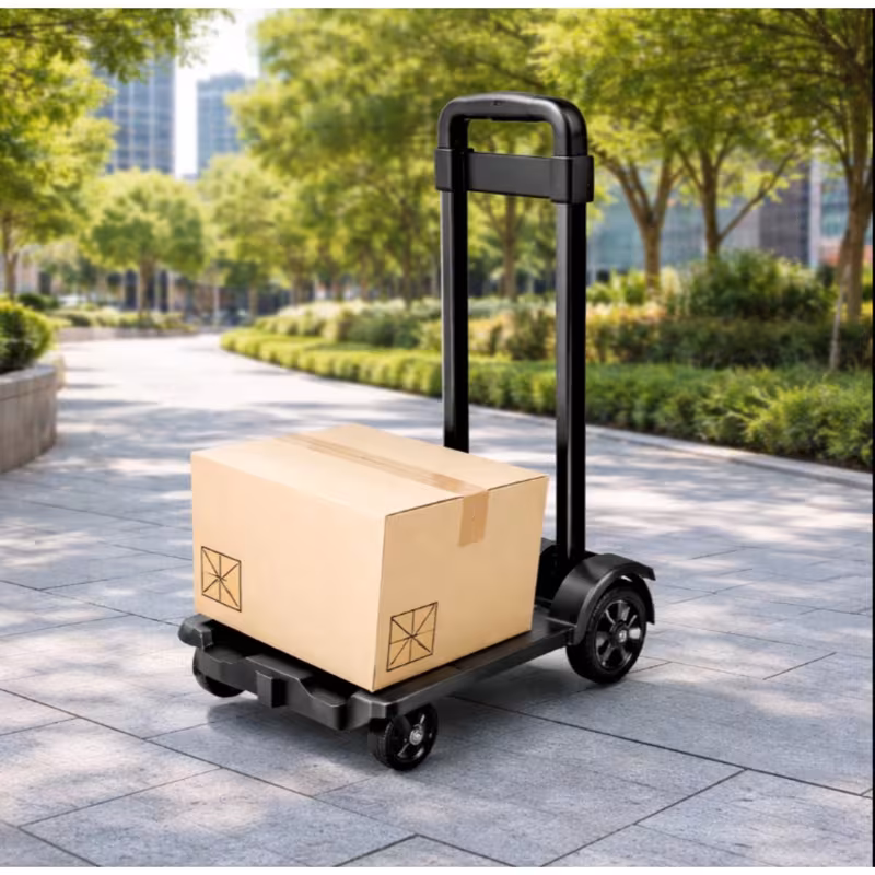 folding hand truck 75kg 4 wheel luggage sack trolley lightweight alloy with 2 elastic ropes for shopping details 0