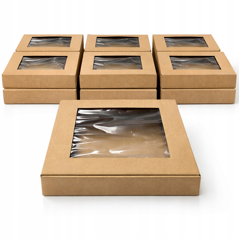 Image of Elegant Box With A Cellophane Window Measuring 25 × 25 × 5 Cm, Perfectly Showcasing The Contents. Ideal For Gifts, Sweets, And Handmade Crafts. The Set Includes 10 Pieces