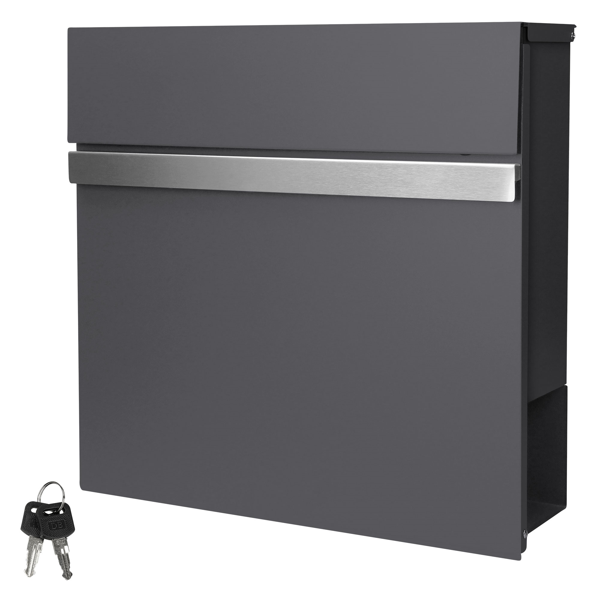 Ecd Germany Mailbox With Newspaper Compartment 37x11x36.5 Cm Made Of Steel Powder-coated Gray Including 2 Keys, Assembly Material - Wall Mailbox Mailbox Newspaper Roll