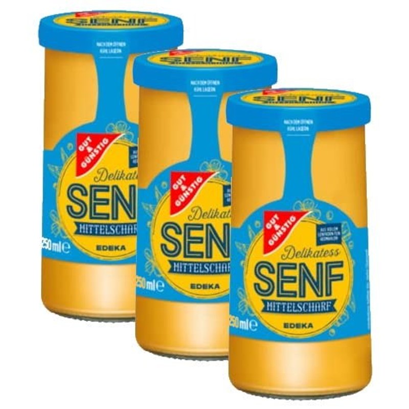 Image of 3x Gut&günstig Medium-hot Mustard 250ml (3x250ml)