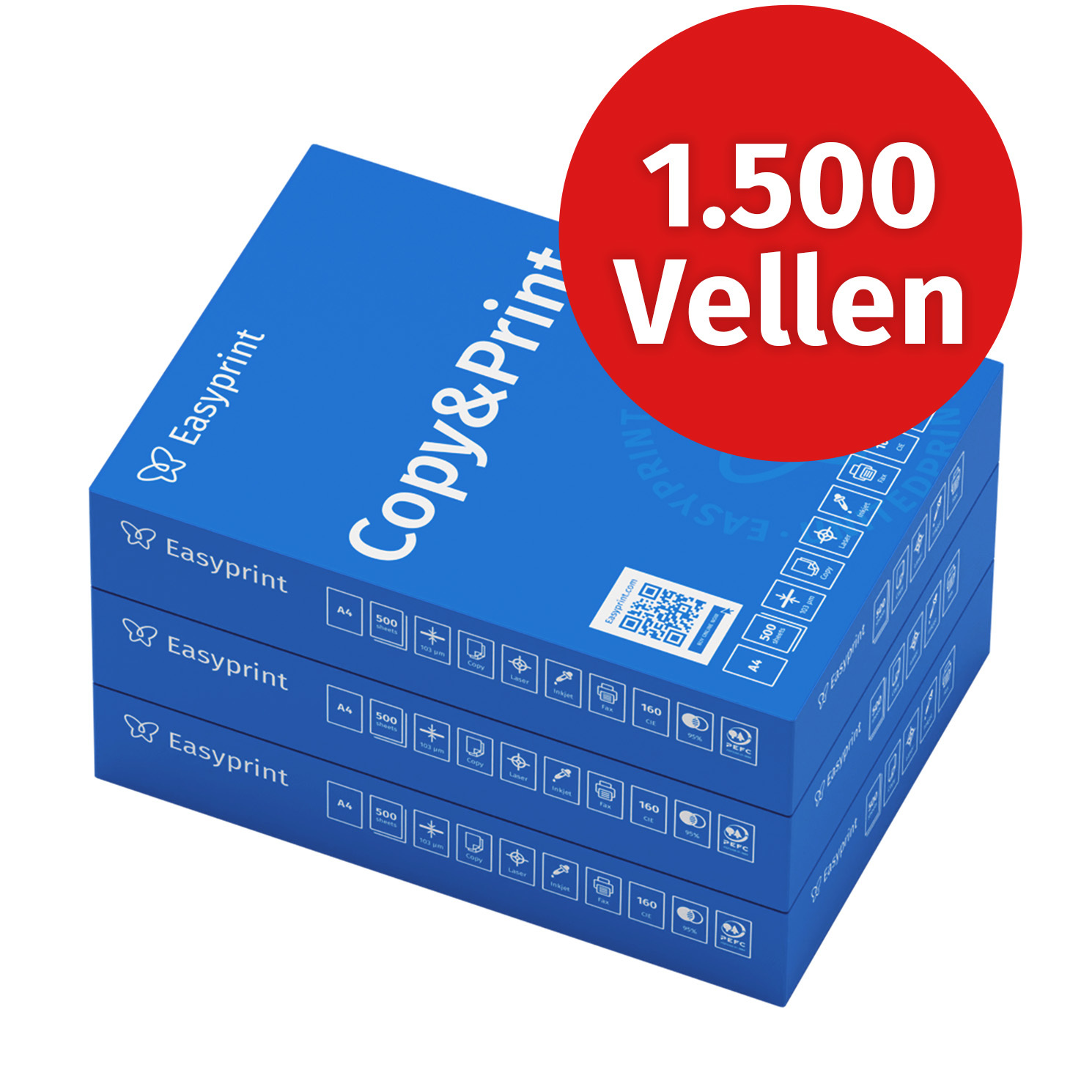 Easyprint Printer Papier Copierpapier 1500 Vellen 3 X 500 A4 Premium Wit Gecertificeerd