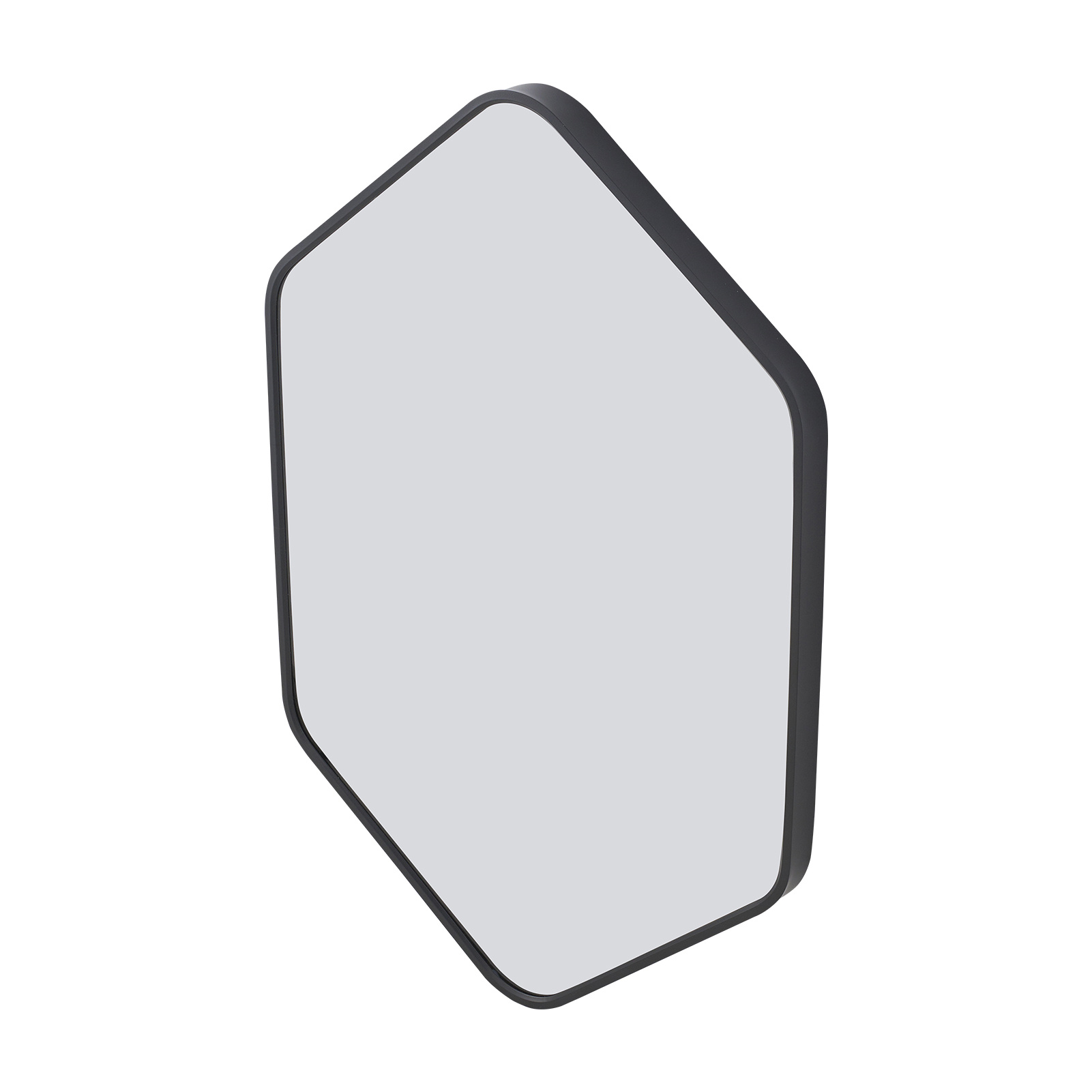 Hexagon Wall Mirror with Black Metal Frame, 40x60cm