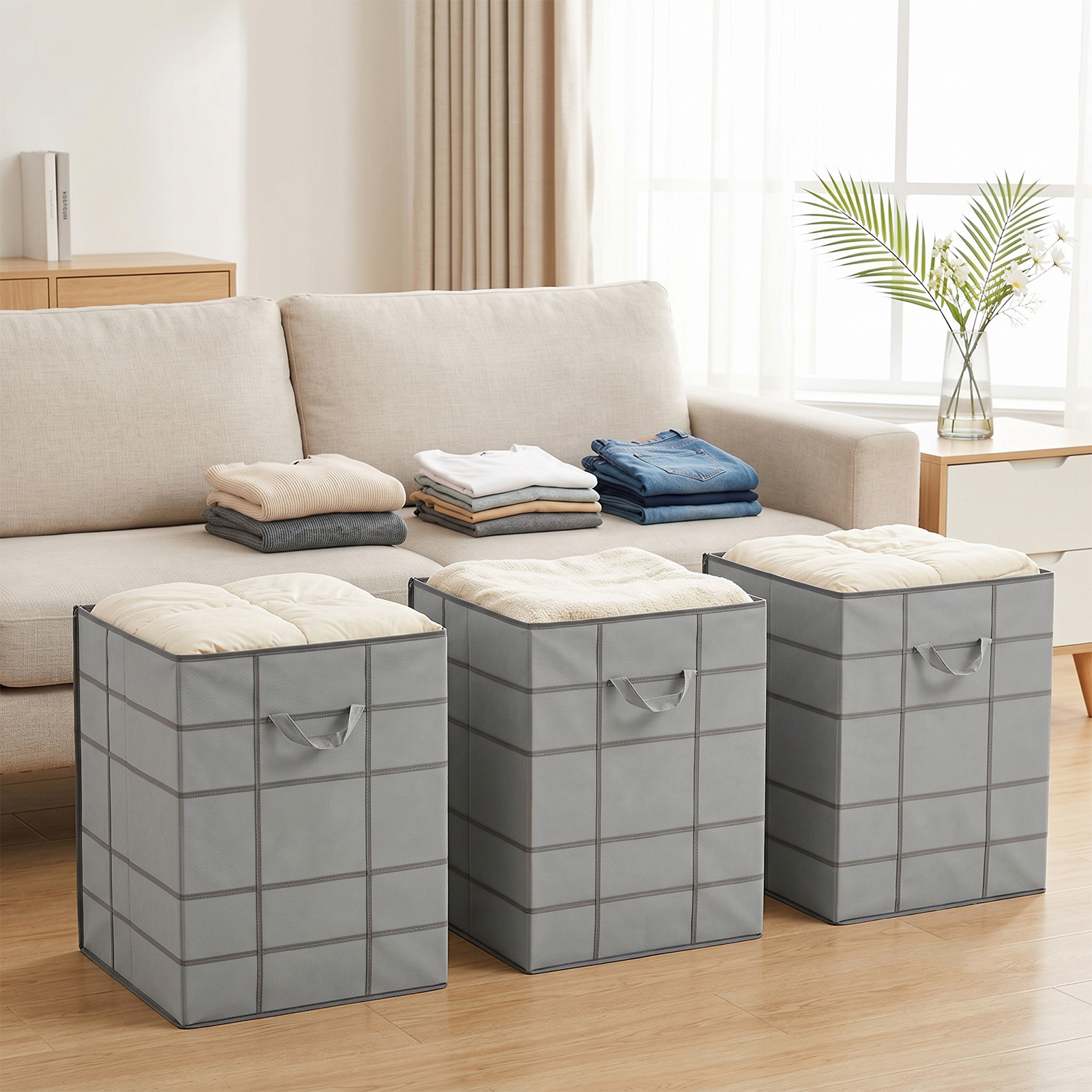 3 Pack Large Capacity Storage Bags - Heavy Duty Packing Totes