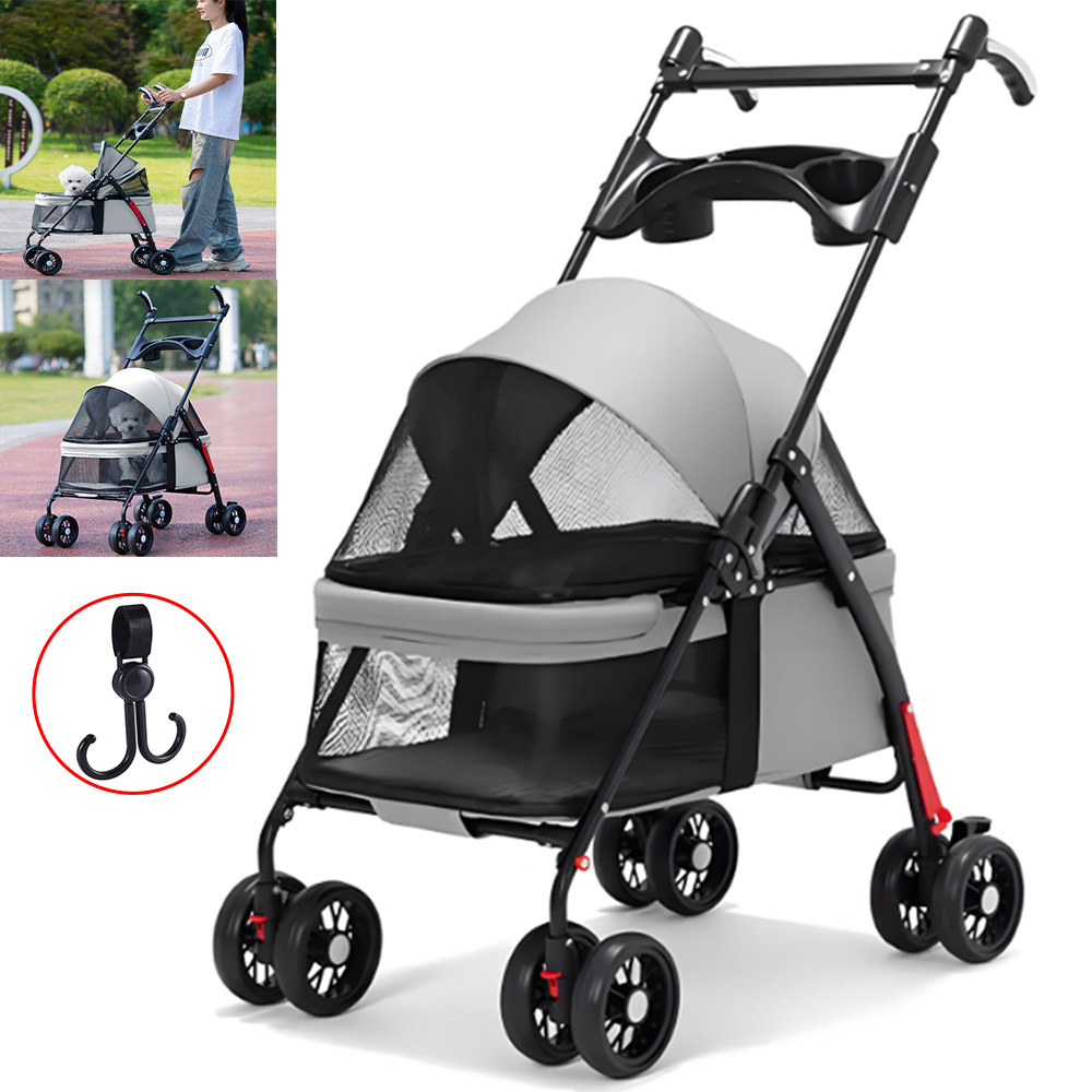 TEMU 4-wheel Portable Pet Stroller With Breathable Mesh Puppy Stroller Cat Stroller