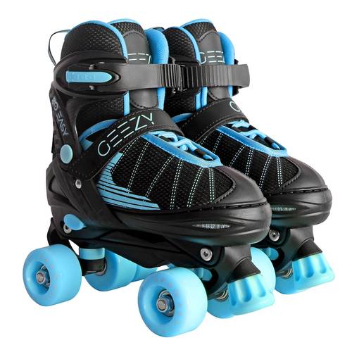 toy shop adjustable black roller skates small skates with carry strap hook loop fastener pvc wheels front brake gift for boys girls for indoor outdoor sports