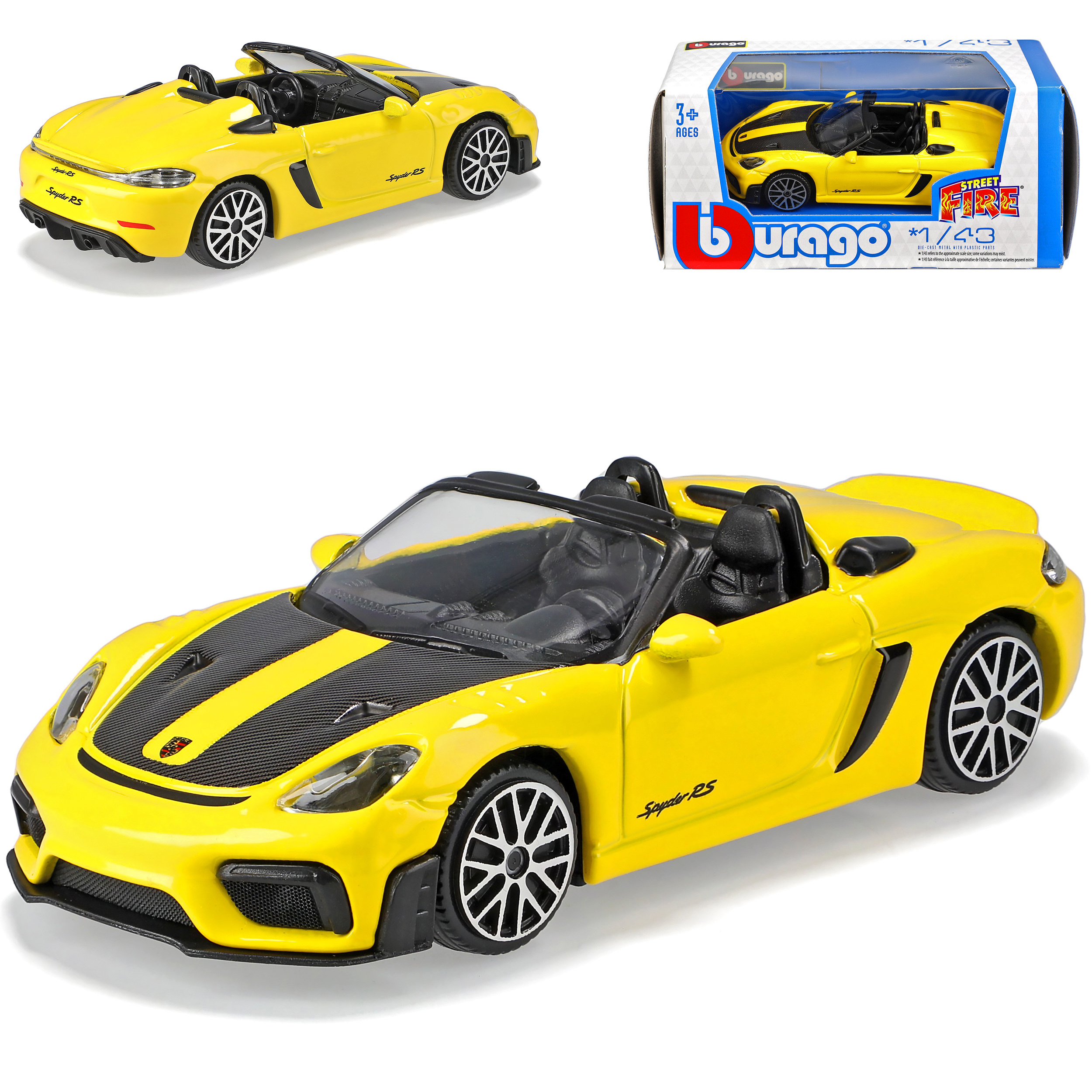 Image of 718 Type 982 Spyder Rs Yellow Ab 2016 1/43 Bburago Model Car