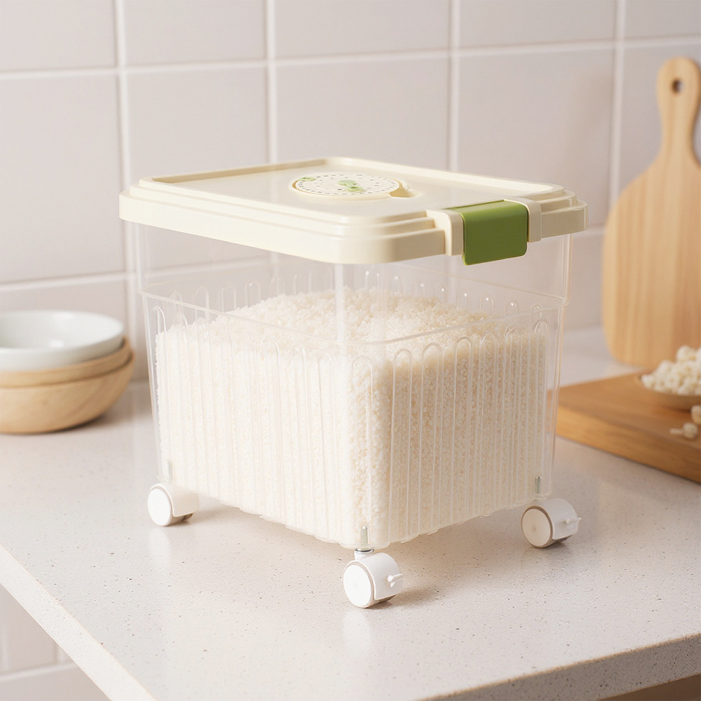 TEMU 10kg Food Container Pet Food Storage Container Transparent Grain Container For Kitchen Storage , Stackable Storage Box, Space Saving,