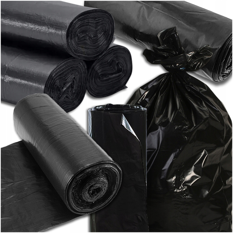 TEMU 120l Black Trash Bags, Classic, Heavy Duty, 1 Roll, Made From Thick Film, Tear And Leak Resistant, Black Color, Traditional Shape, Universal For