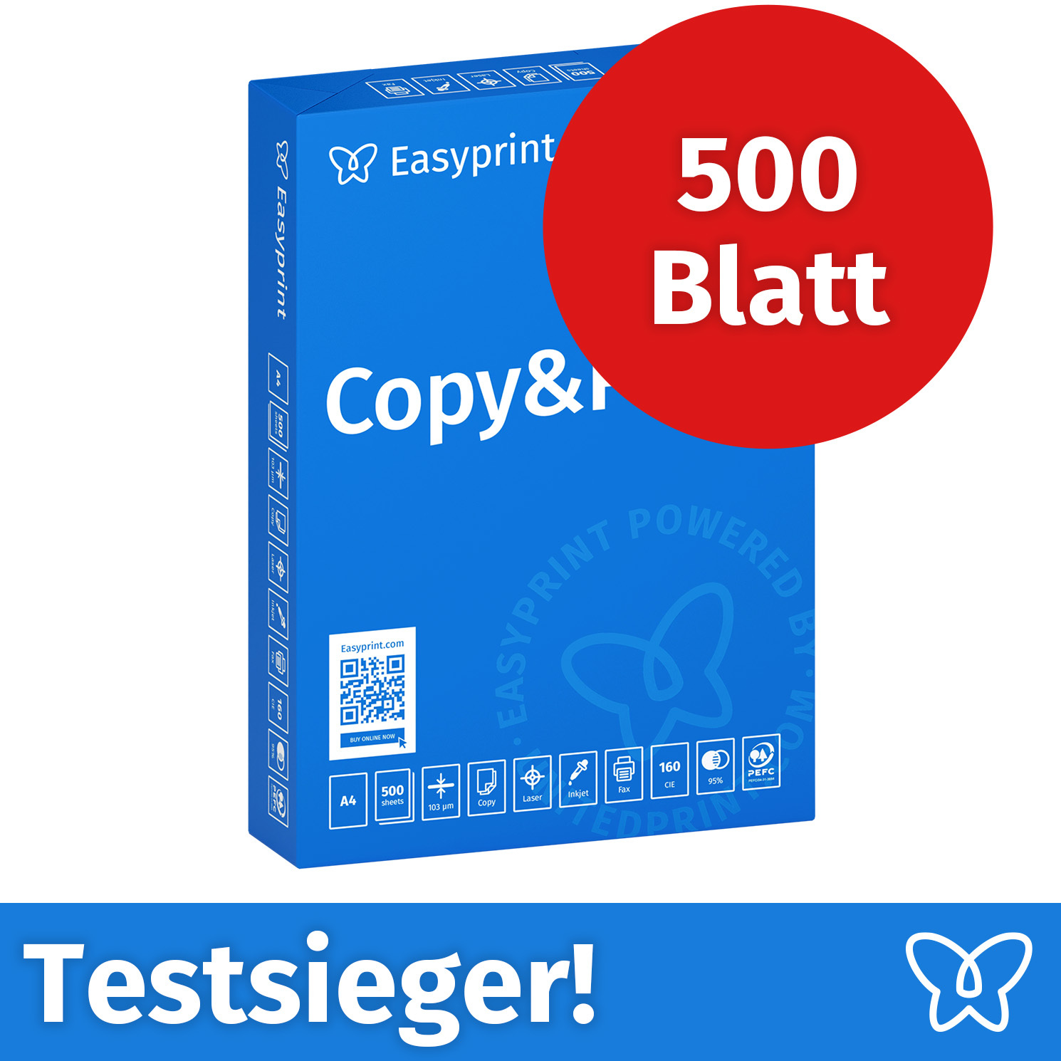 Image of Easyprint Printer Paper 500 Sheets, 1 X 500 A4 Premium Cie 160 Certified